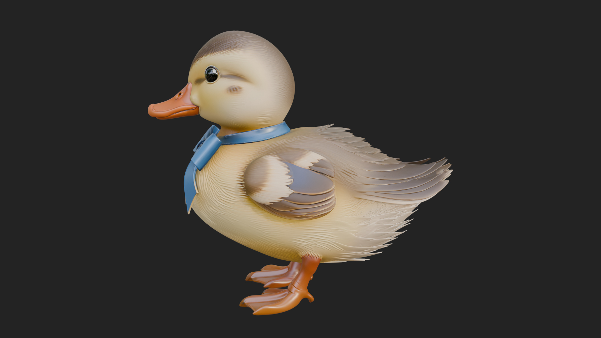 Duckling with Ribbon Statue Design 4 3D Print Model 3D Model