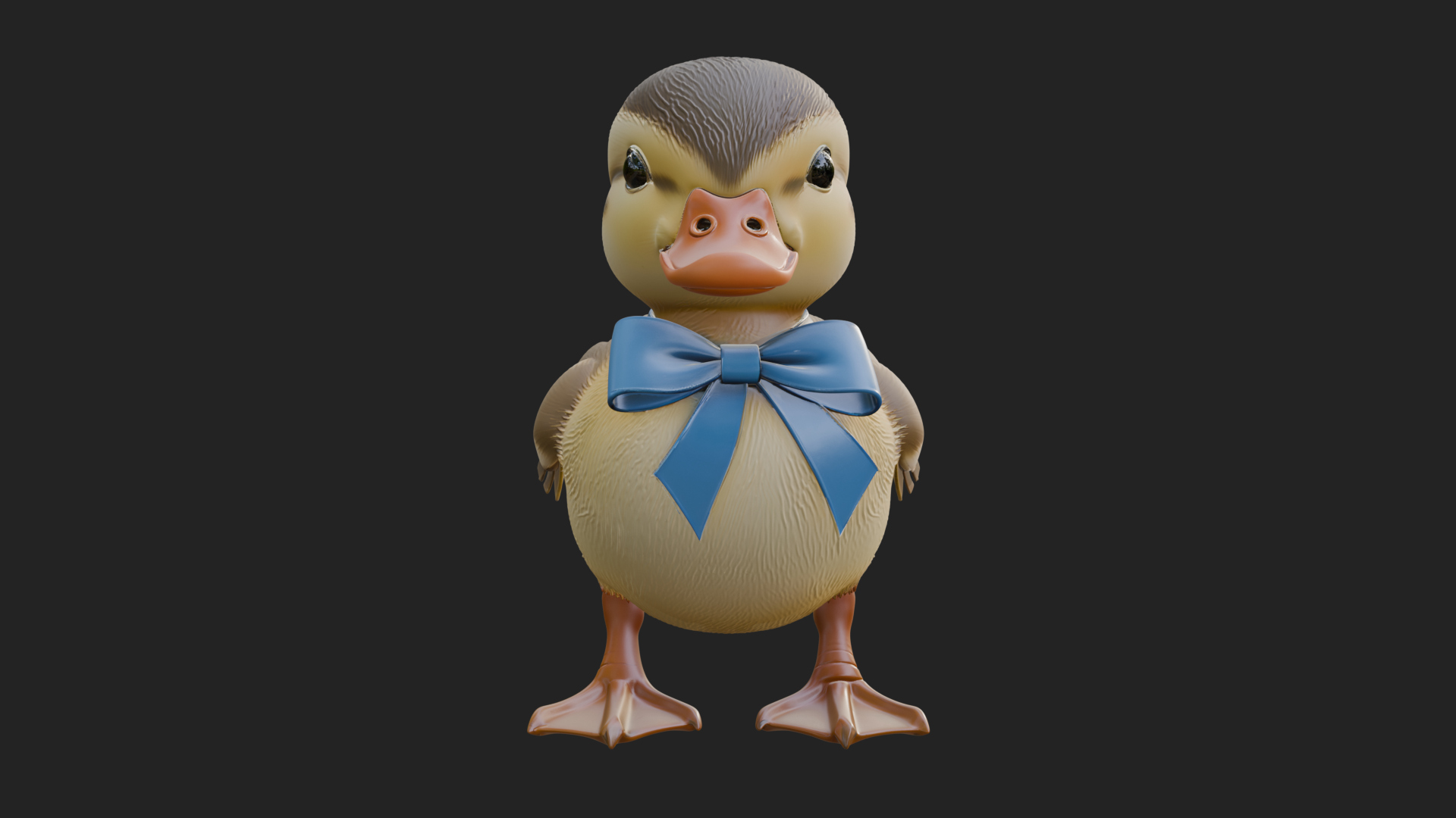 Duckling with Ribbon Statue Design 4 3D Print Model 3D Model