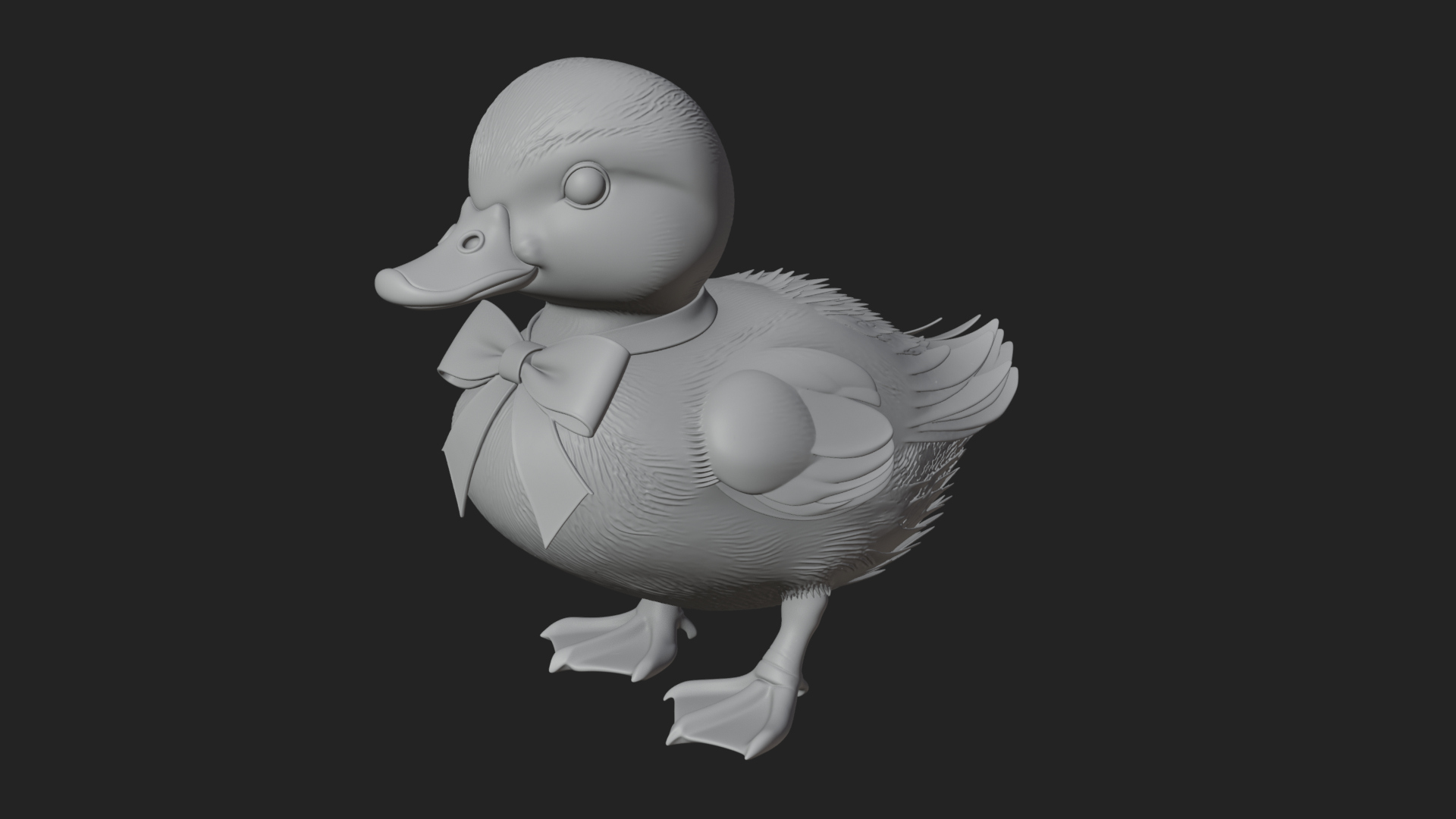 Duckling with Ribbon Statue Design 4 3D Print Model 3D Model