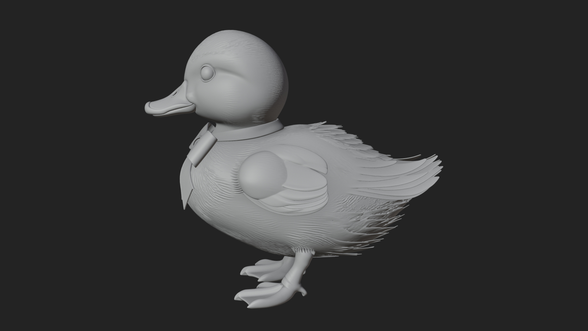 Duckling with Ribbon Statue Design 4 3D Print Model 3D Model
