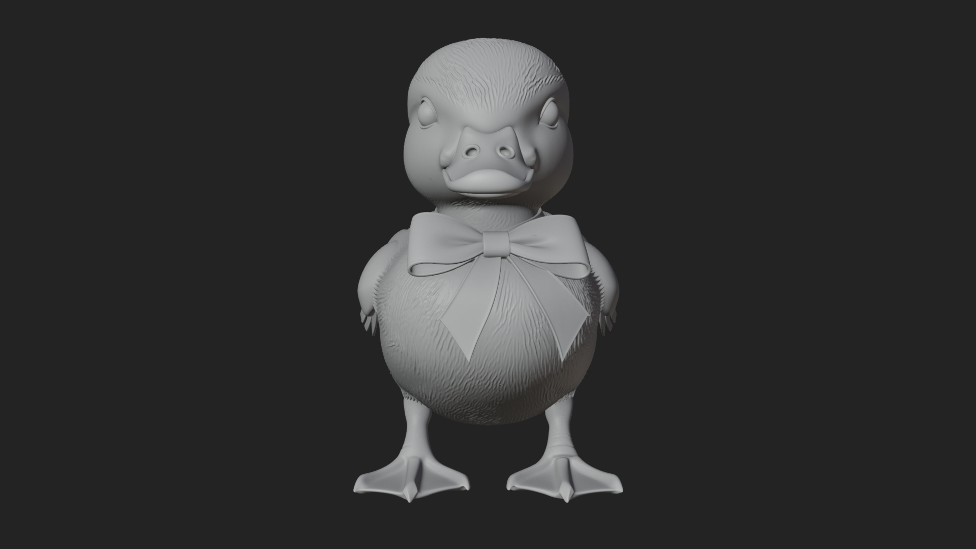 Duckling with Ribbon Statue Design 4 3D Print Model 3D Model