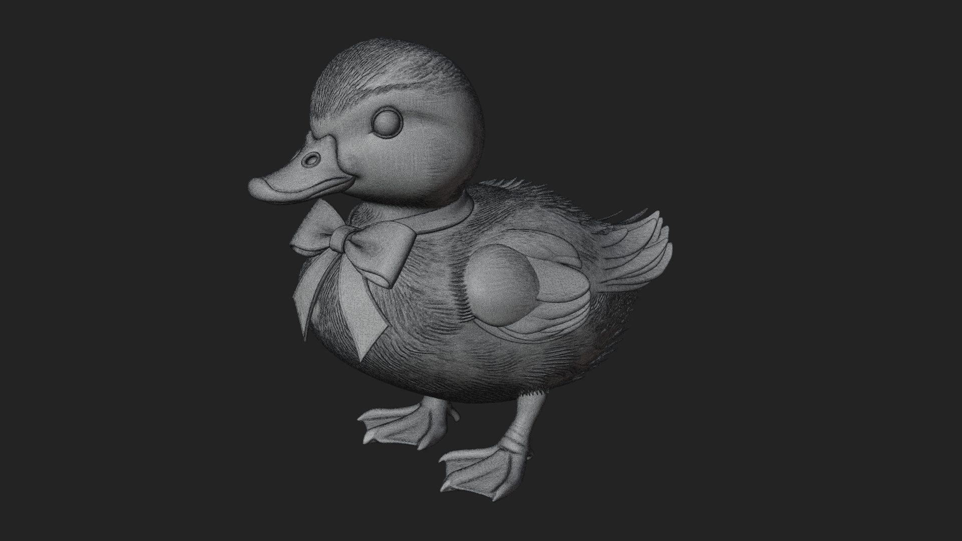 Duckling with Ribbon Statue Design 4 3D Print Model 3D Model