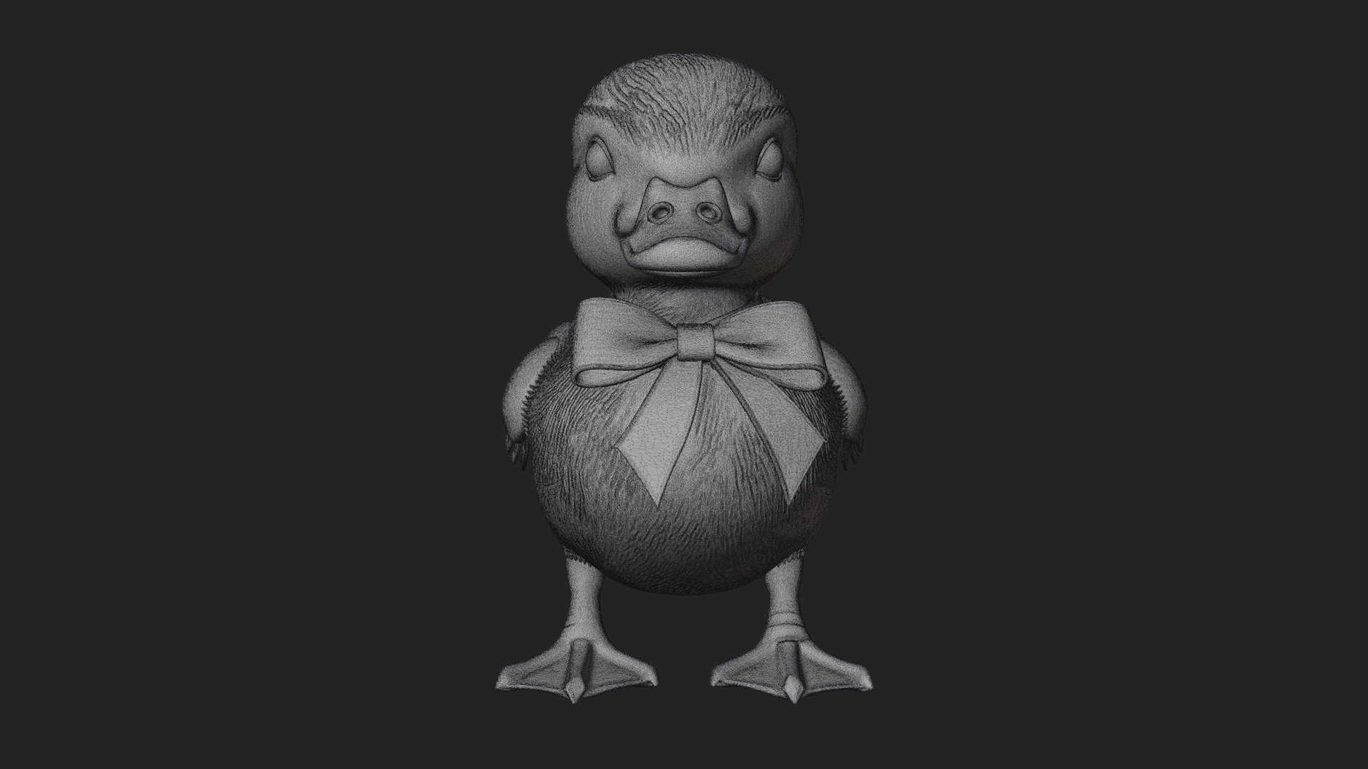 Duckling with Ribbon Statue Design 4 3D Print Model 3D Model