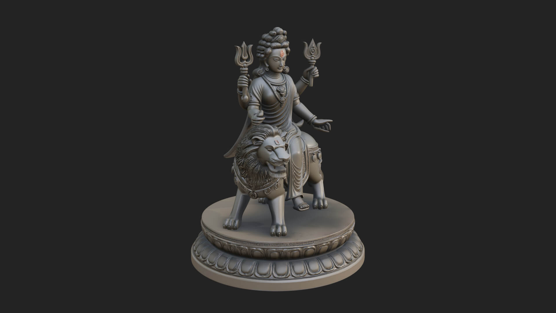 Durga on Lion Statue Design 10 3D Print Model 3D Model