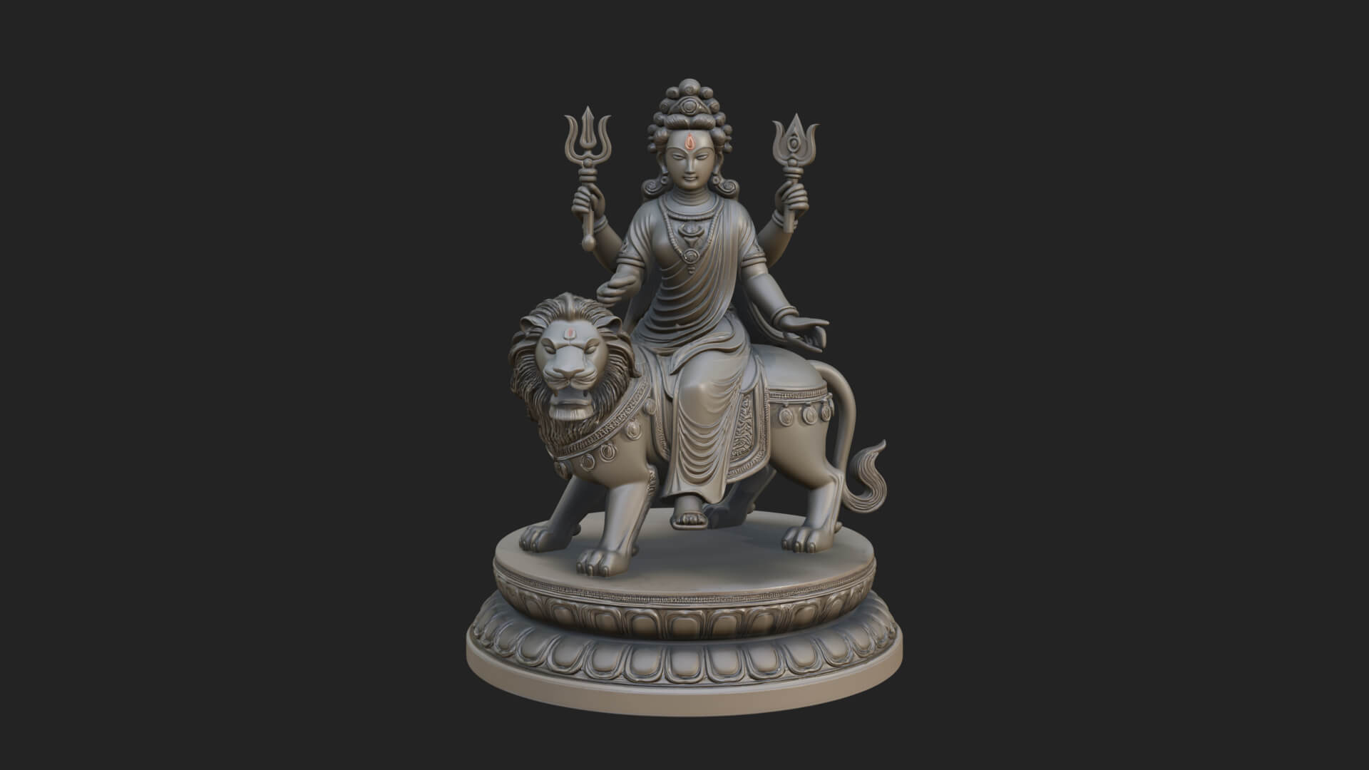 Durga on Lion Statue Design 10 3D Print Model 3D Model