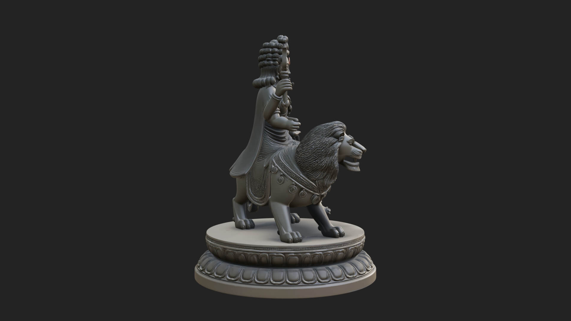 Durga on Lion Statue Design 10 3D Print Model 3D Model