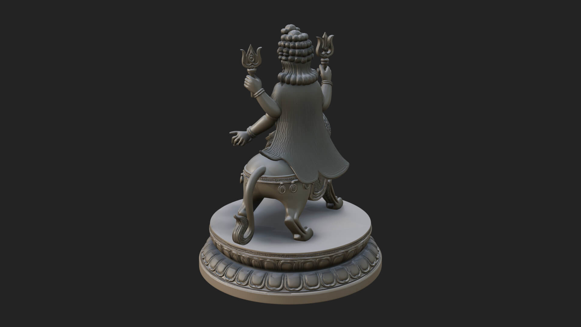 Durga on Lion Statue Design 10 3D Print Model 3D Model
