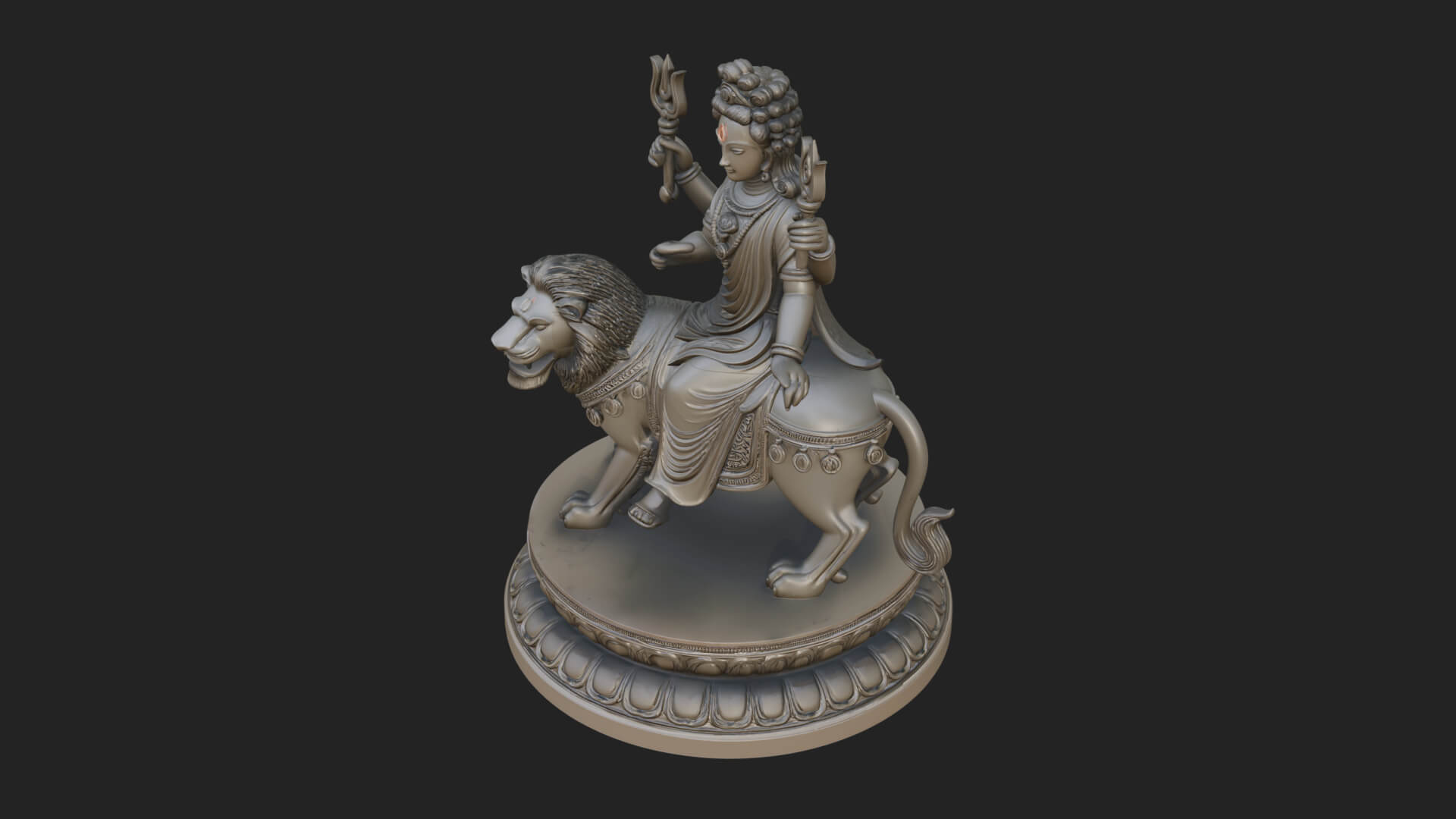 Durga on Lion Statue Design 10 3D Print Model 3D Model