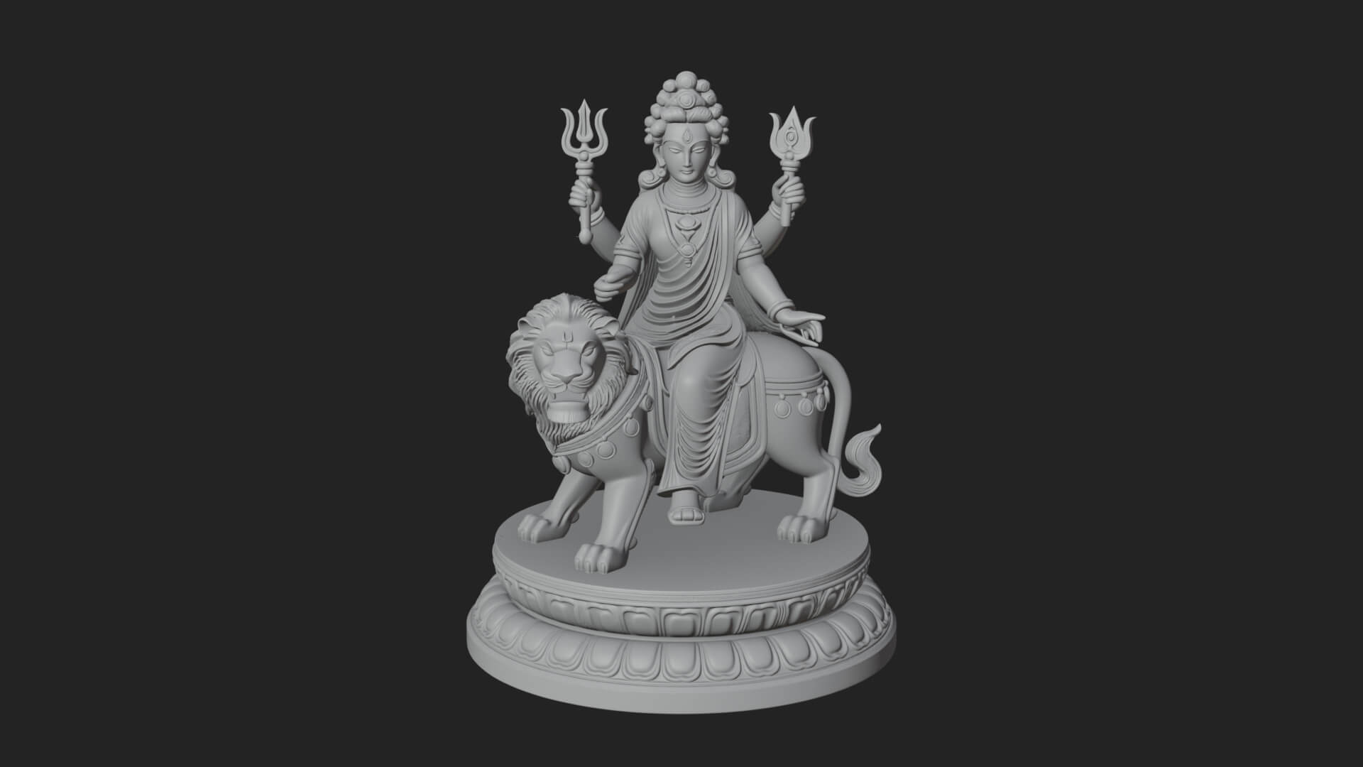 Durga on Lion Statue Design 10 3D Print Model 3D Model