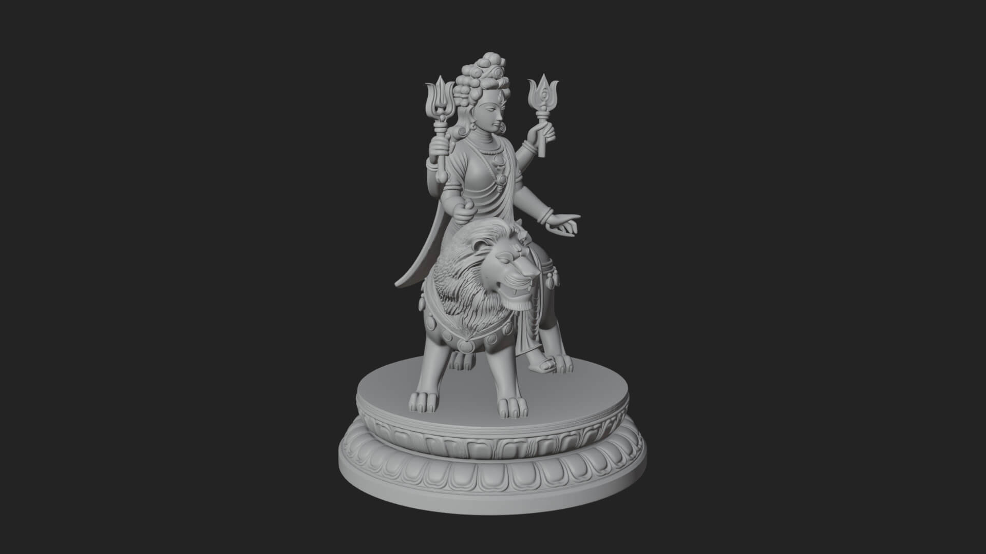 Durga on Lion Statue Design 10 3D Print Model 3D Model