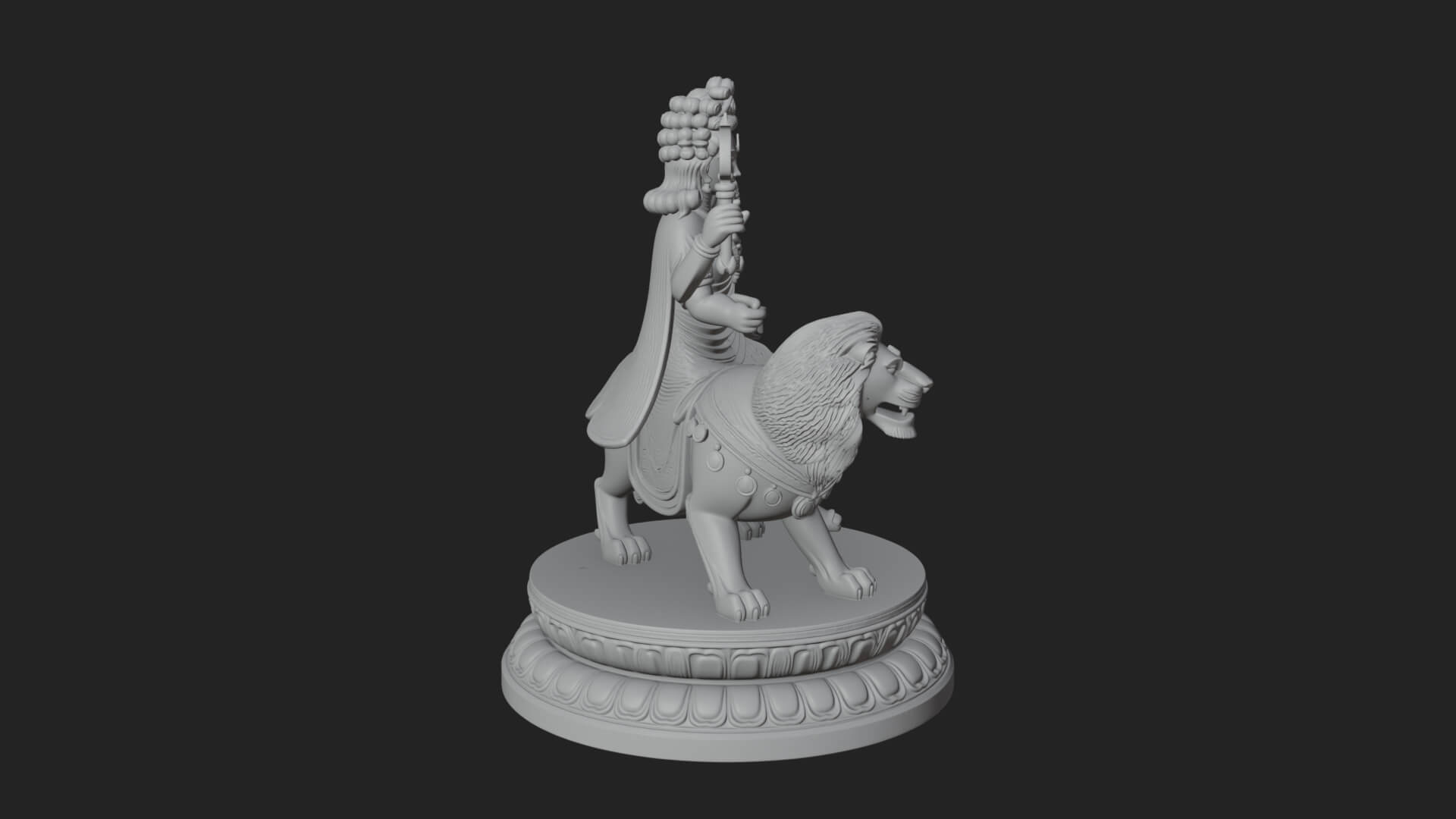 Durga on Lion Statue Design 10 3D Print Model 3D Model