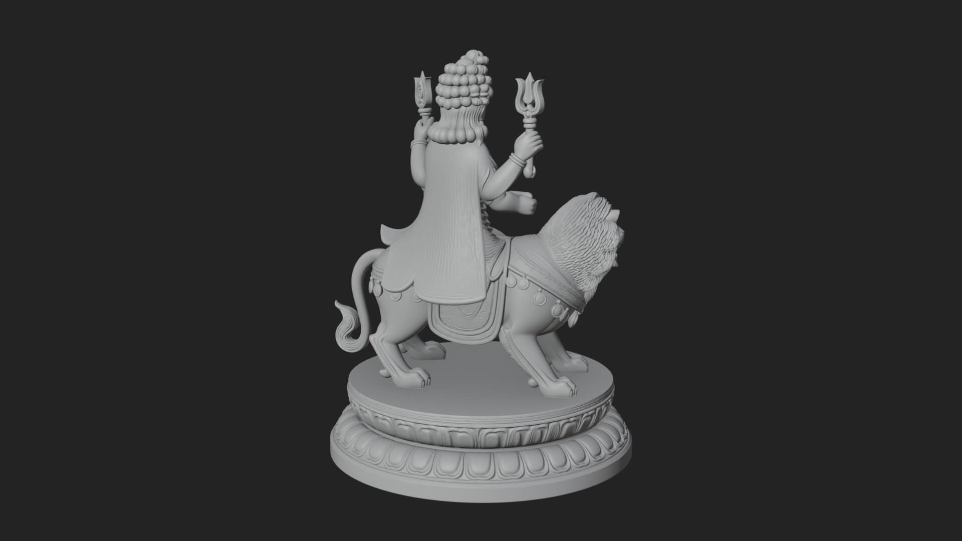 Durga on Lion Statue Design 10 3D Print Model 3D Model