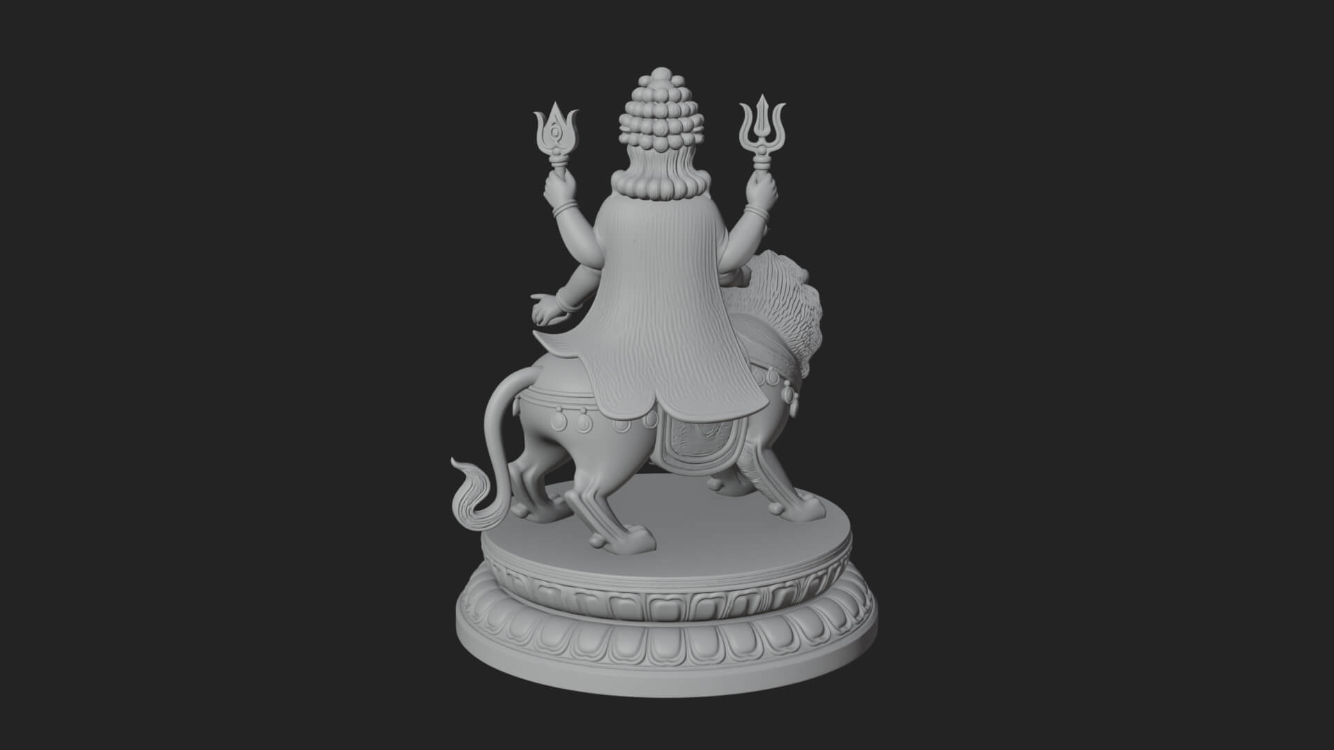 Durga on Lion Statue Design 10 3D Print Model 3D Model