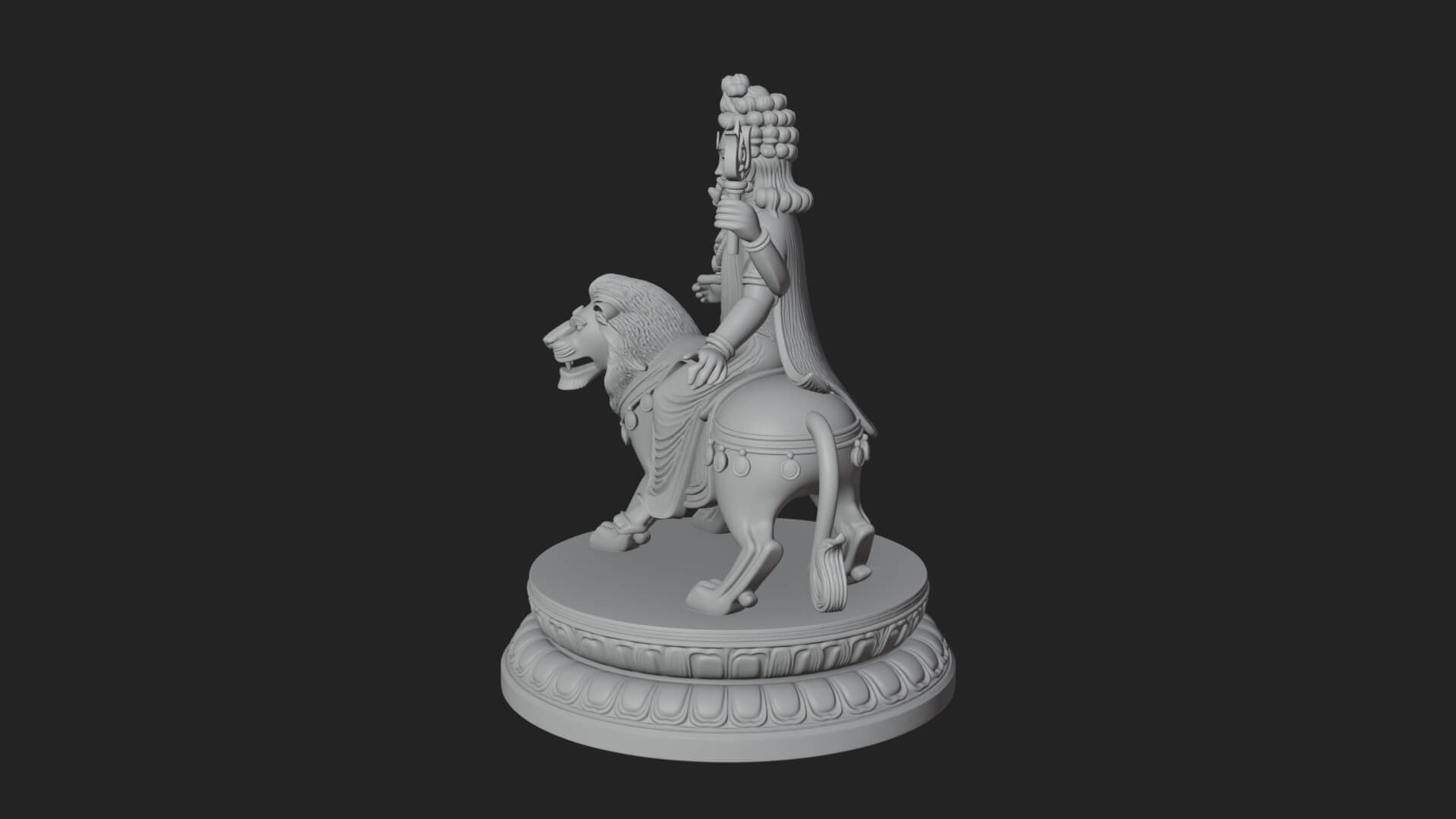 Durga on Lion Statue Design 10 3D Print Model 3D Model