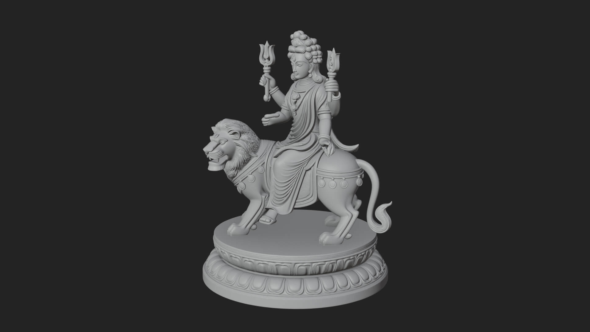 Durga on Lion Statue Design 10 3D Print Model 3D Model