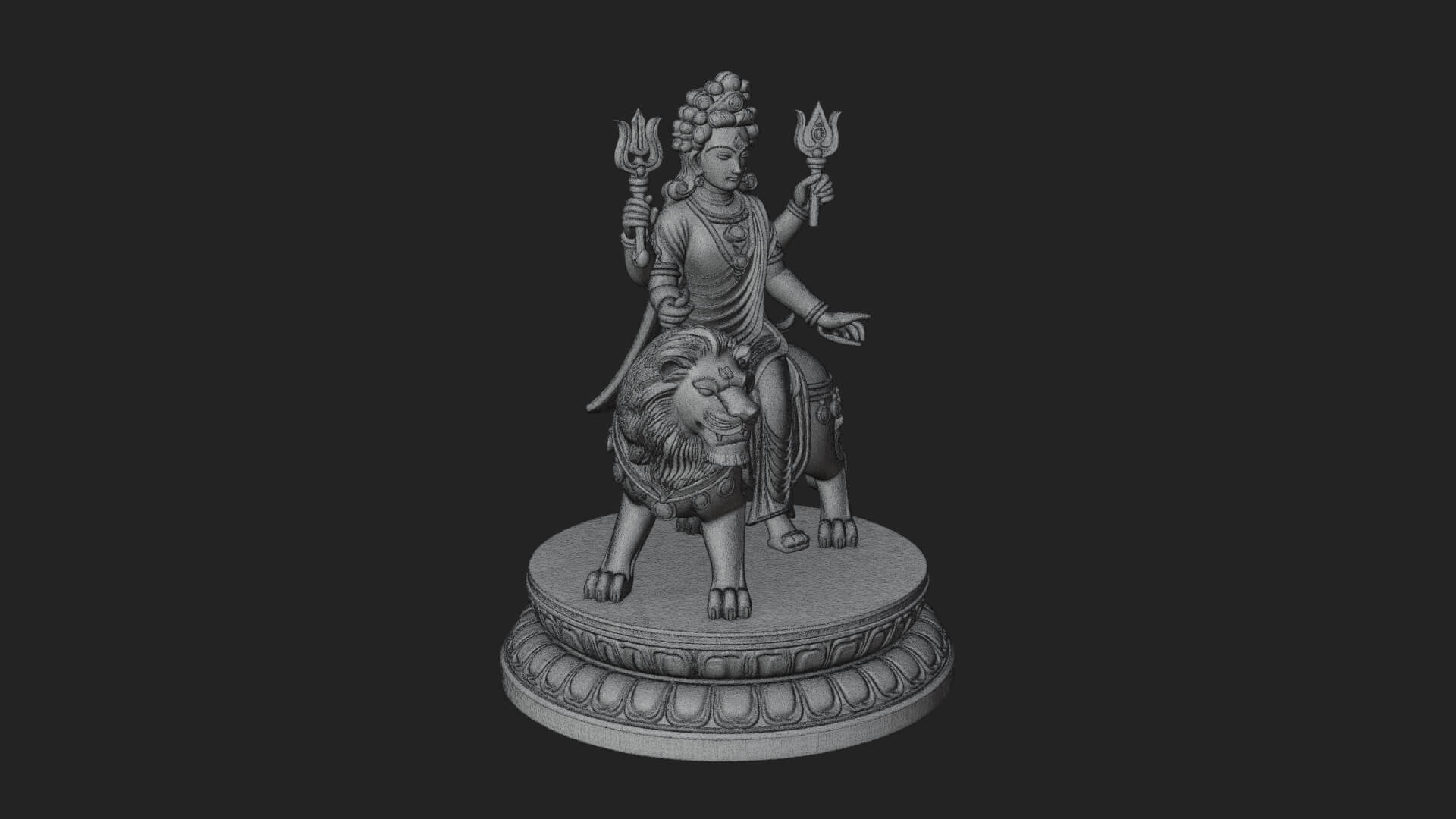 Durga on Lion Statue Design 10 3D Print Model 3D Model