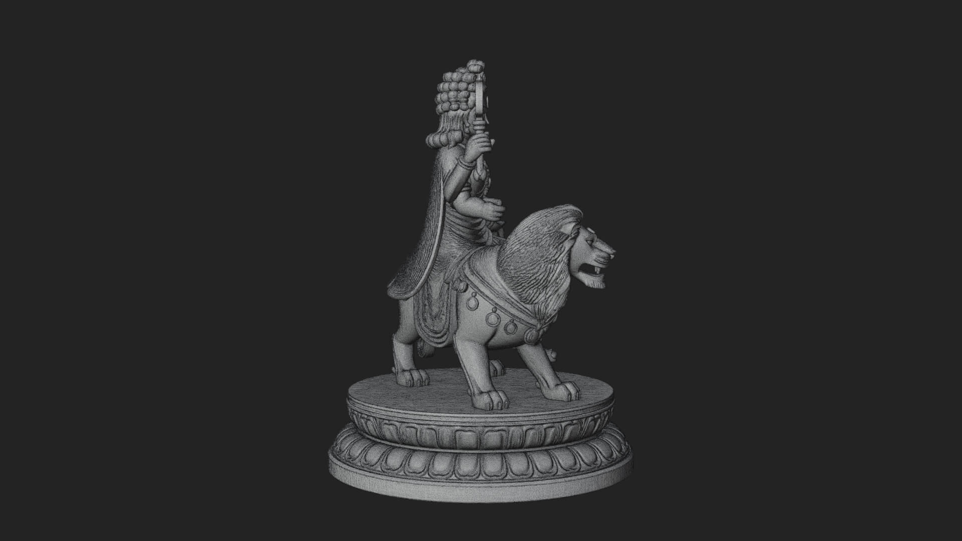 Durga on Lion Statue Design 10 3D Print Model 3D Model