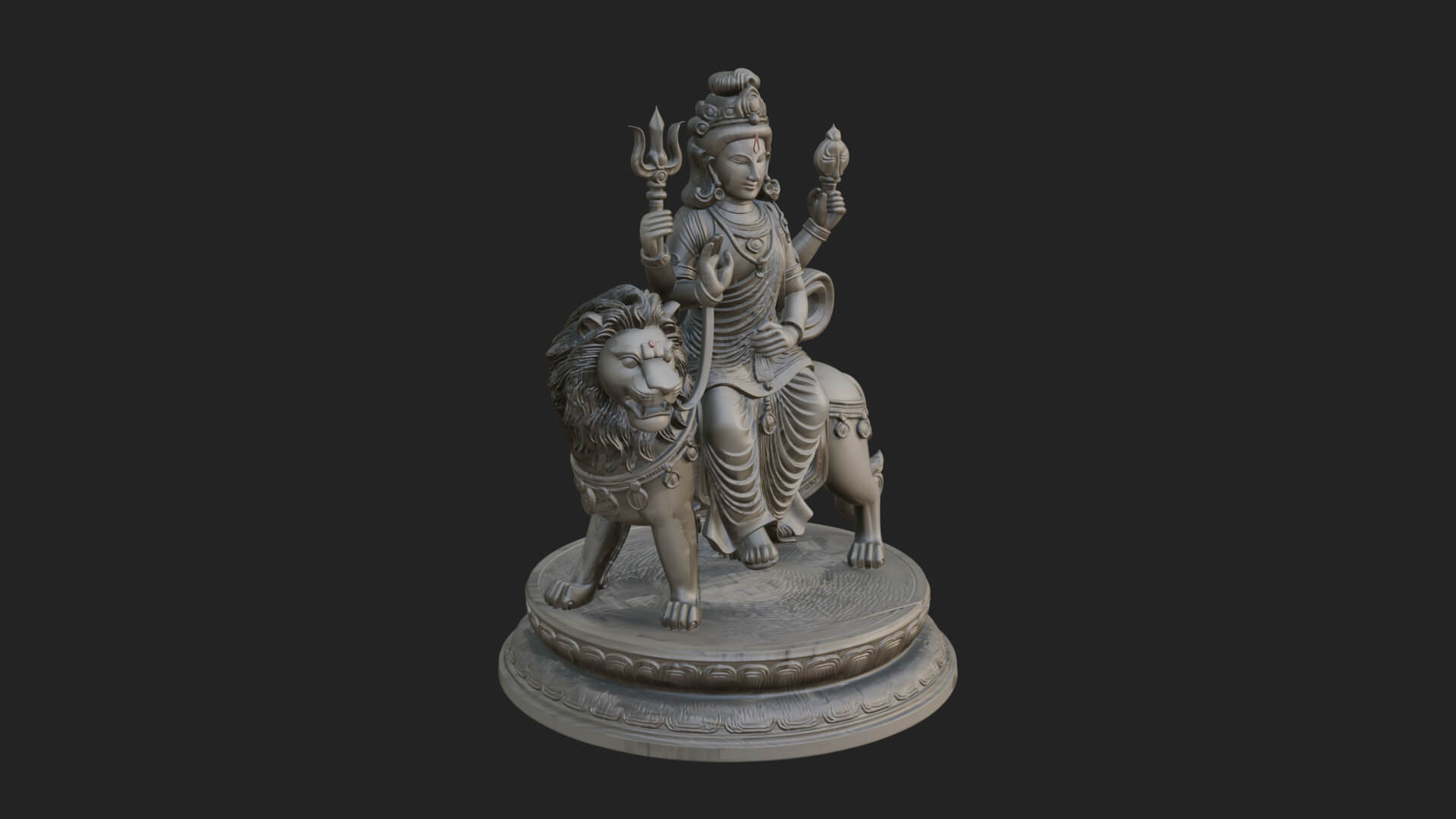 Durga on Lion Statue Design 11 3D Print Model 3D Model