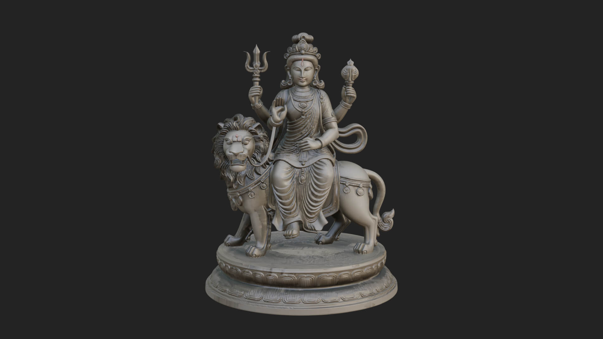 Durga on Lion Statue Design 11 3D Print Model 3D Model