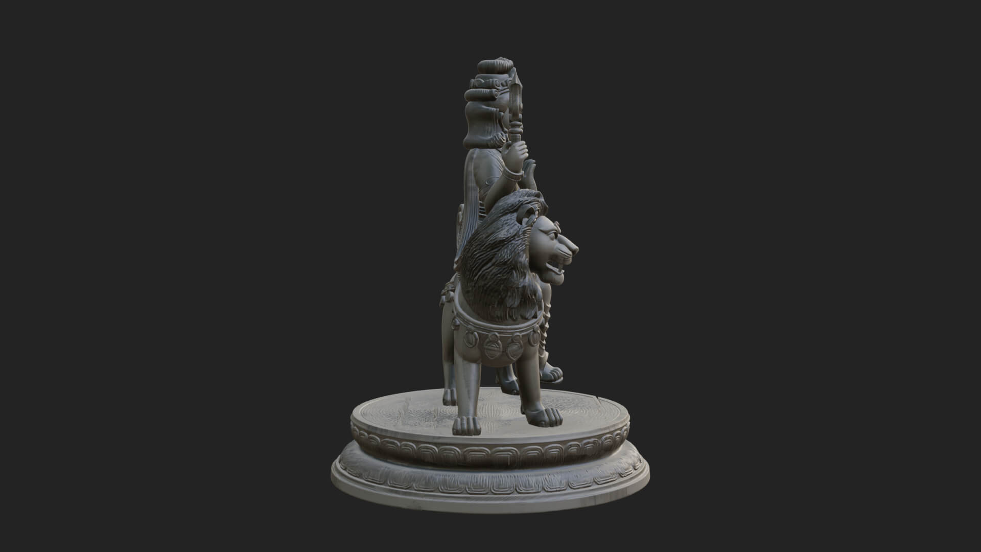 Durga on Lion Statue Design 11 3D Print Model 3D Model