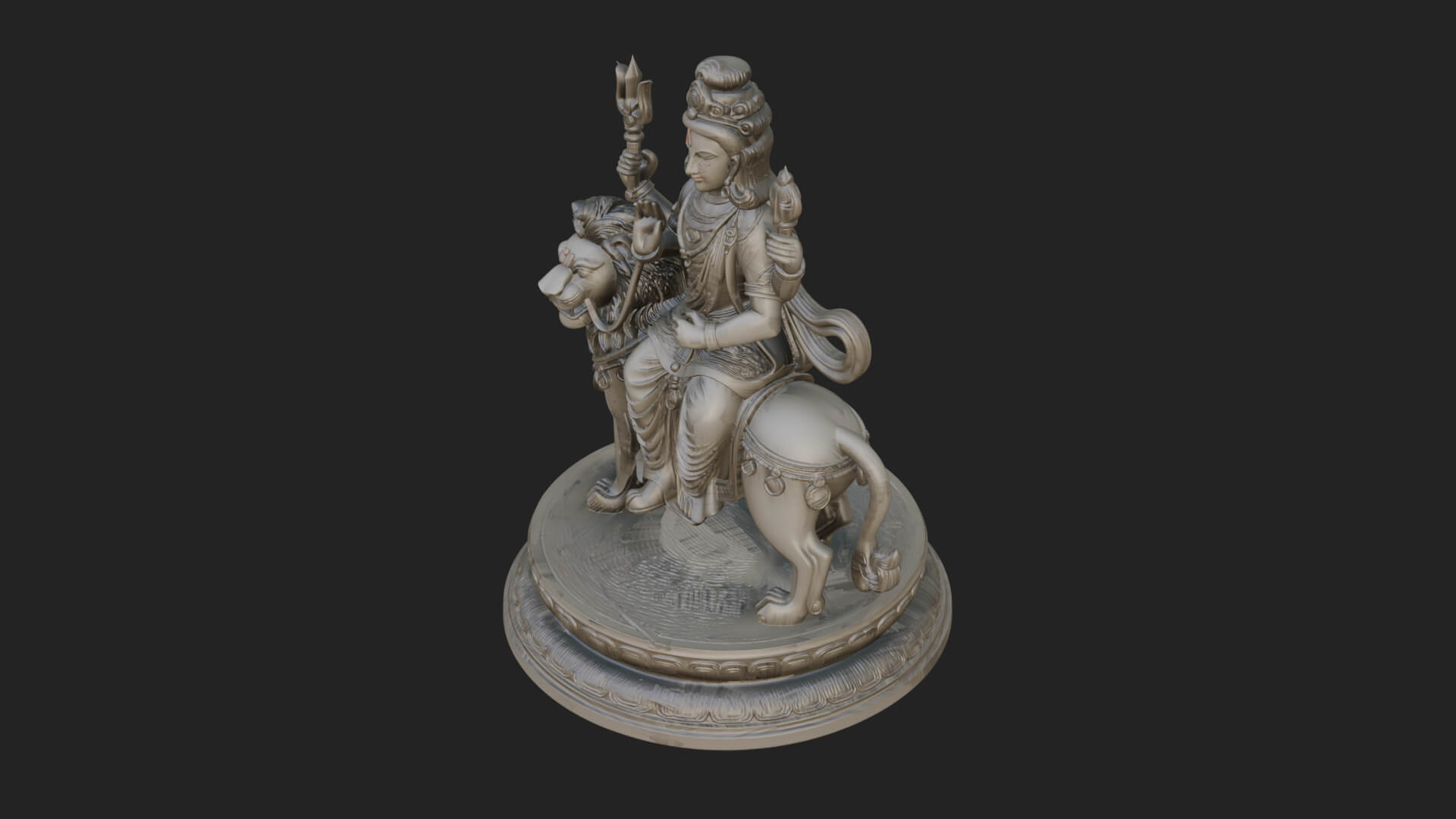 Durga on Lion Statue Design 11 3D Print Model 3D Model