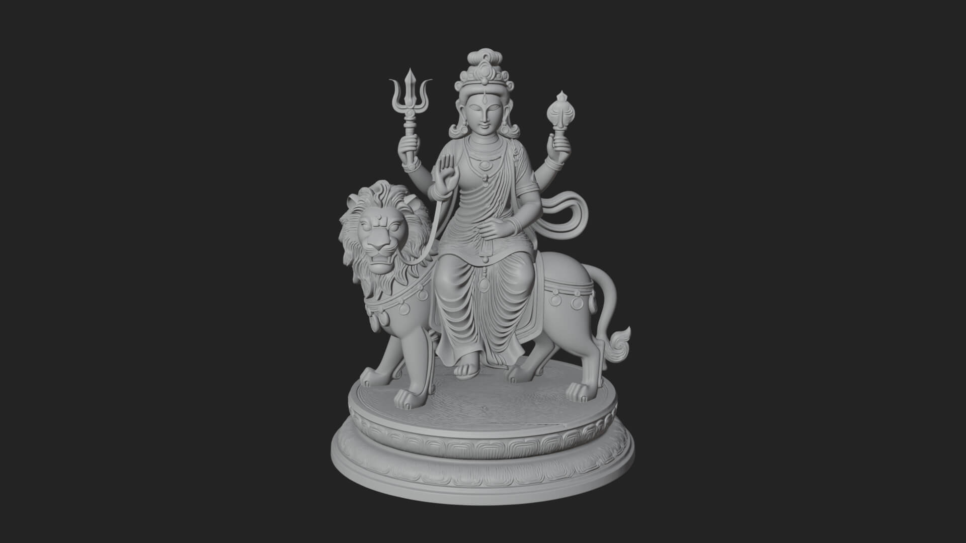 Durga on Lion Statue Design 11 3D Print Model 3D Model