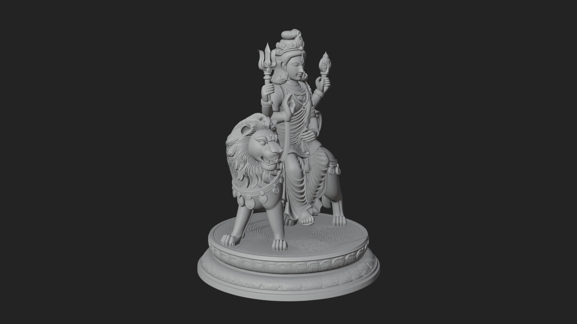 Durga on Lion Statue Design 11 3D Print Model 3D Model