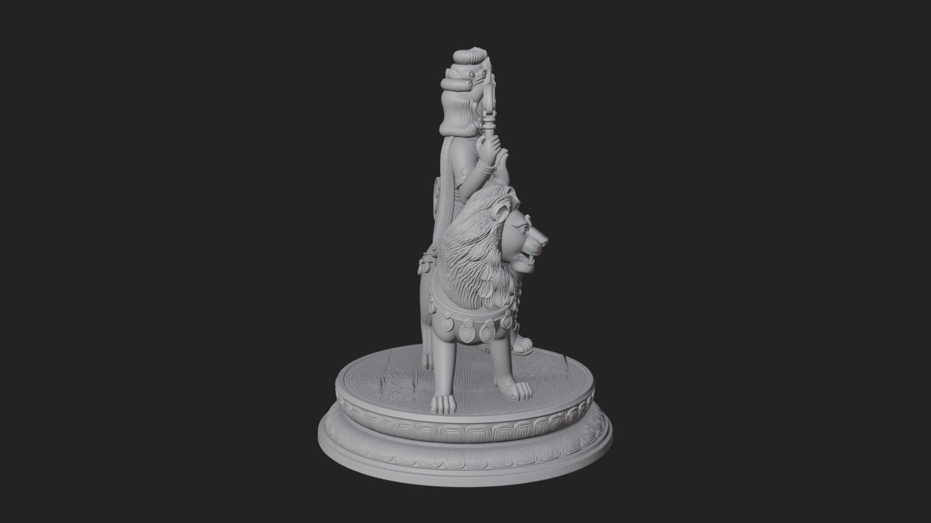 Durga on Lion Statue Design 11 3D Print Model 3D Model