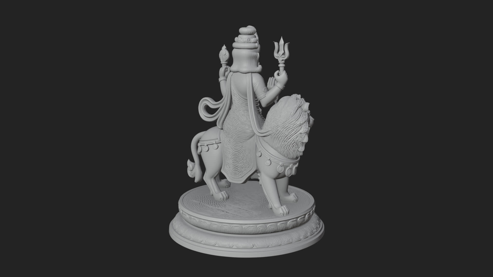 Durga on Lion Statue Design 11 3D Print Model 3D Model