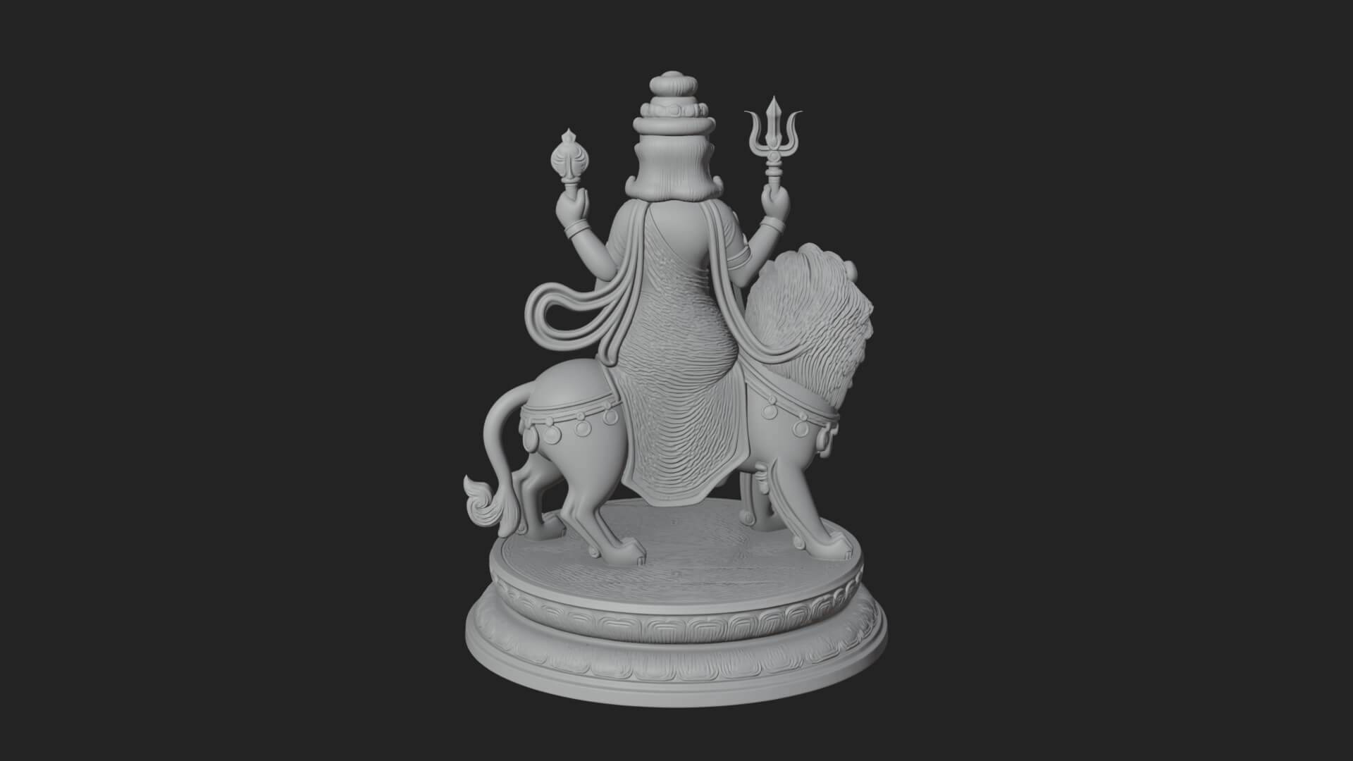 Durga on Lion Statue Design 11 3D Print Model 3D Model