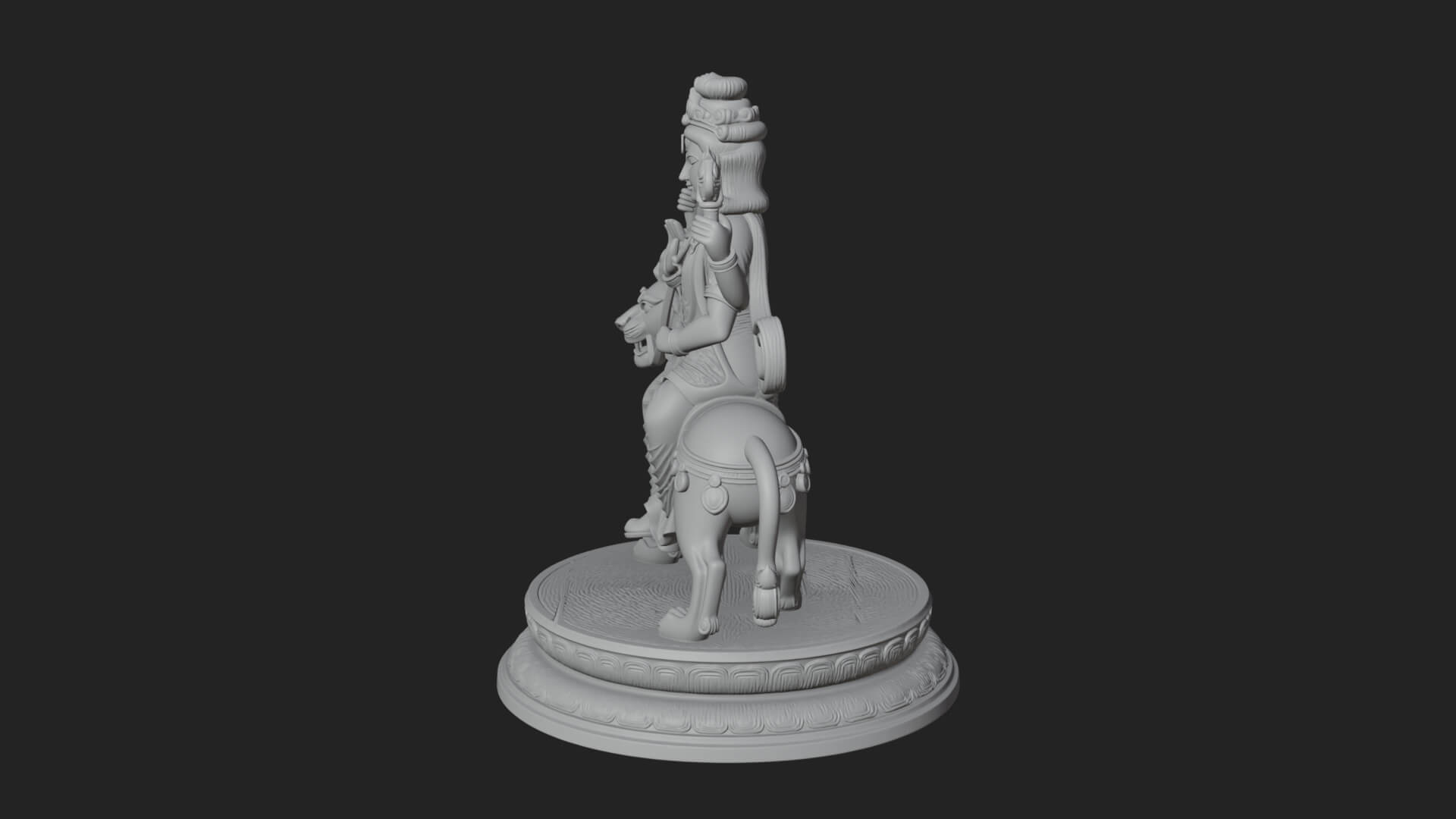 Durga on Lion Statue Design 11 3D Print Model 3D Model