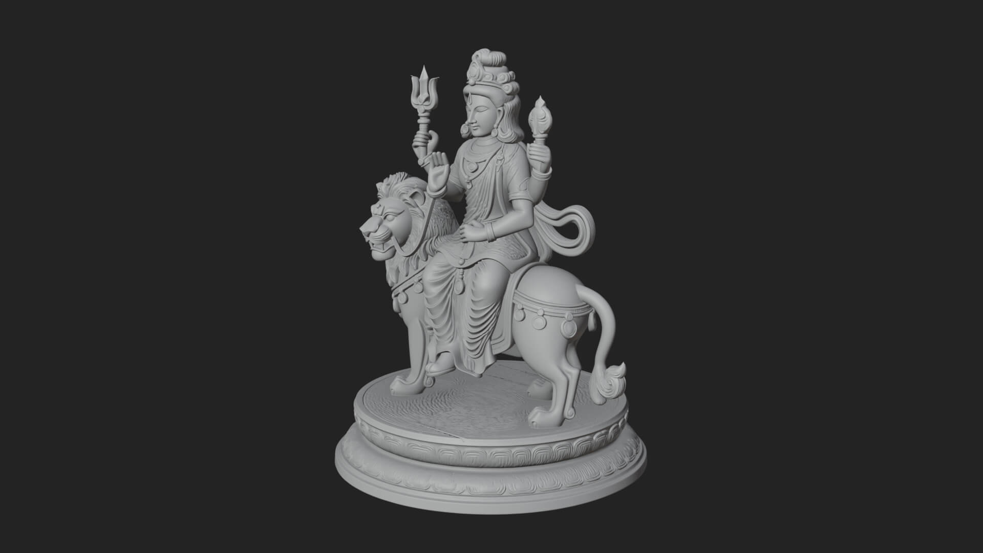 Durga on Lion Statue Design 11 3D Print Model 3D Model