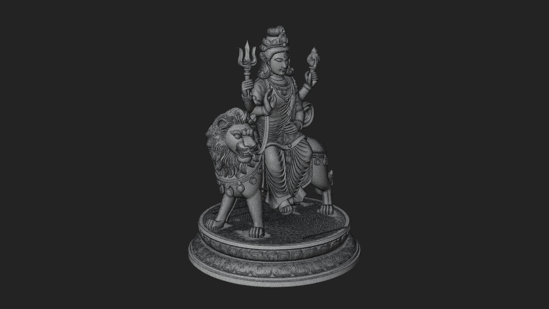 Durga on Lion Statue Design 11 3D Print Model 3D Model