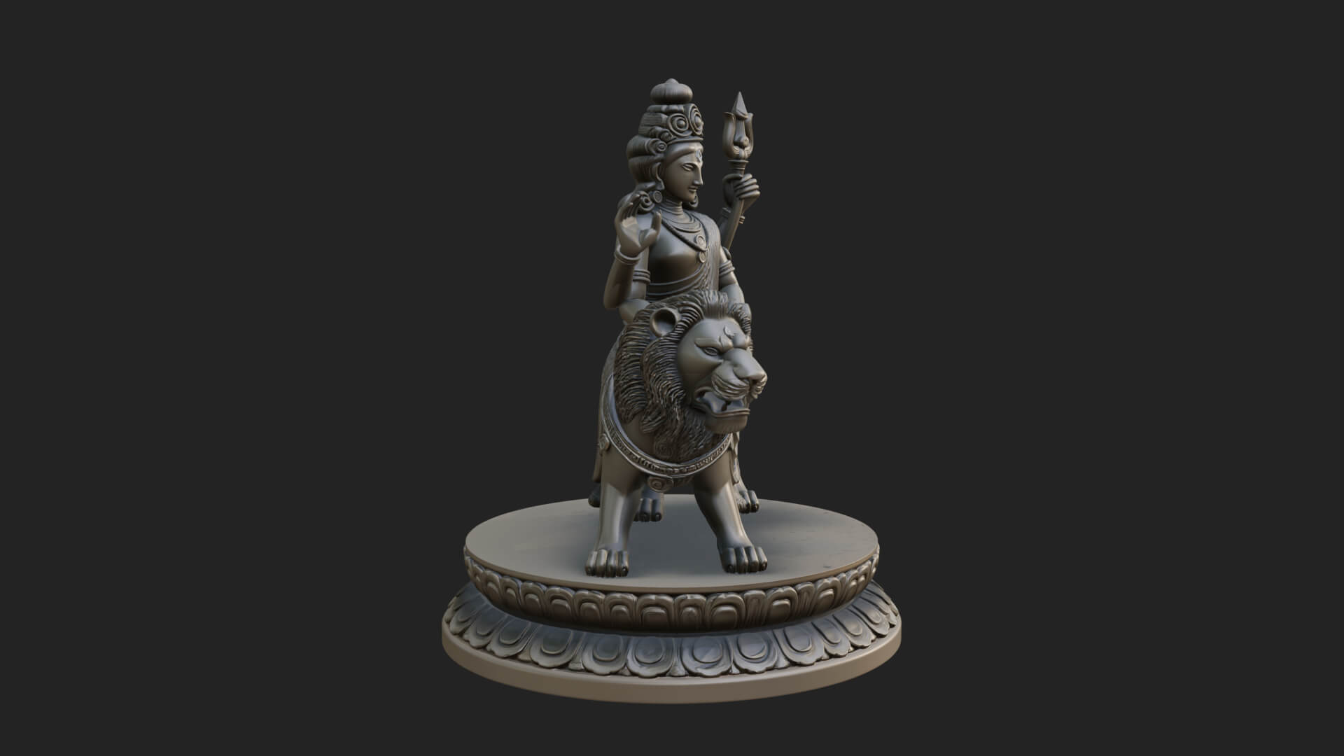 Durga on Lion Statue Design 12 3D Print Model 3D Model
