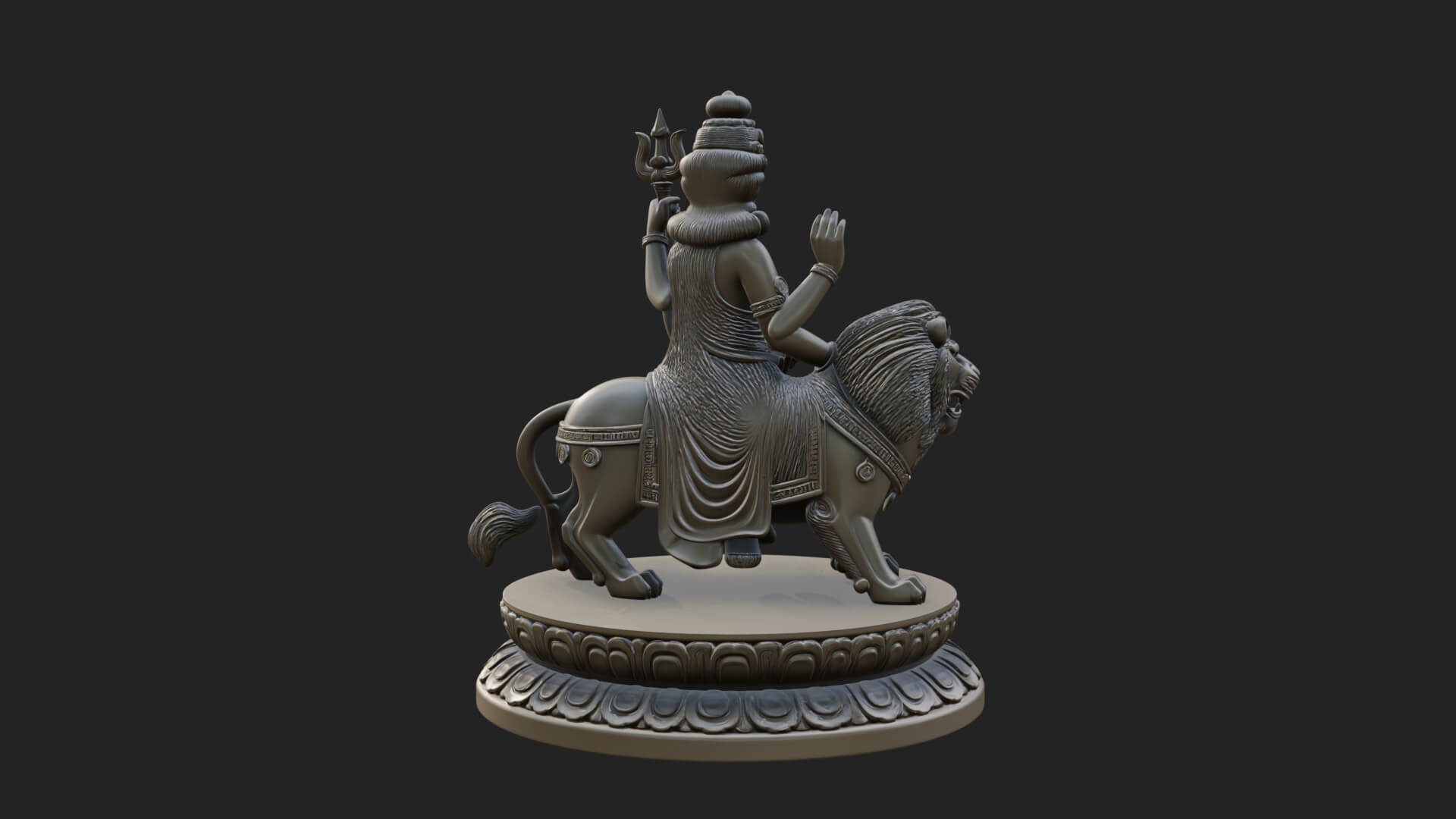 Durga on Lion Statue Design 12 3D Print Model 3D Model