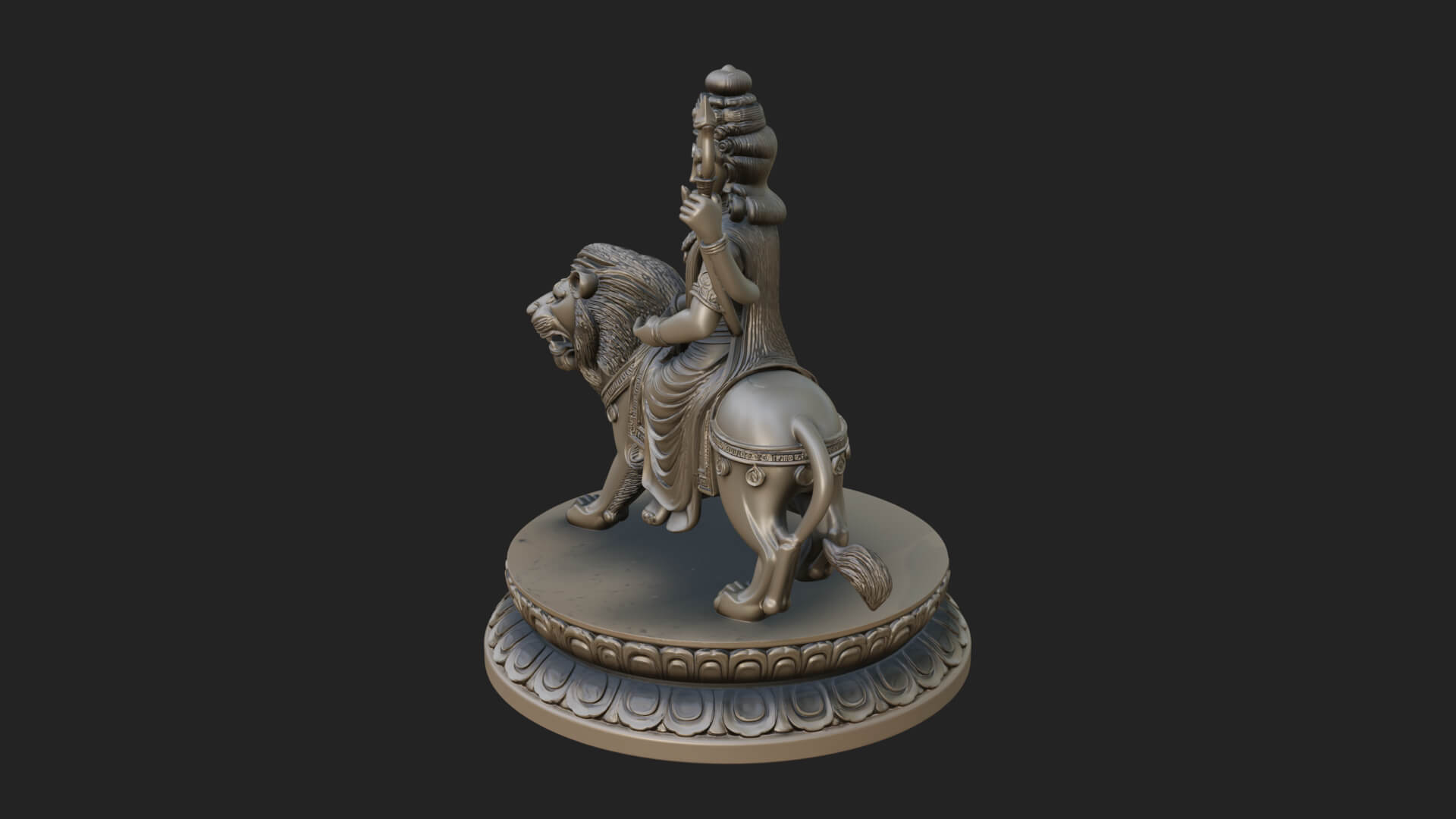 Durga on Lion Statue Design 12 3D Print Model 3D Model