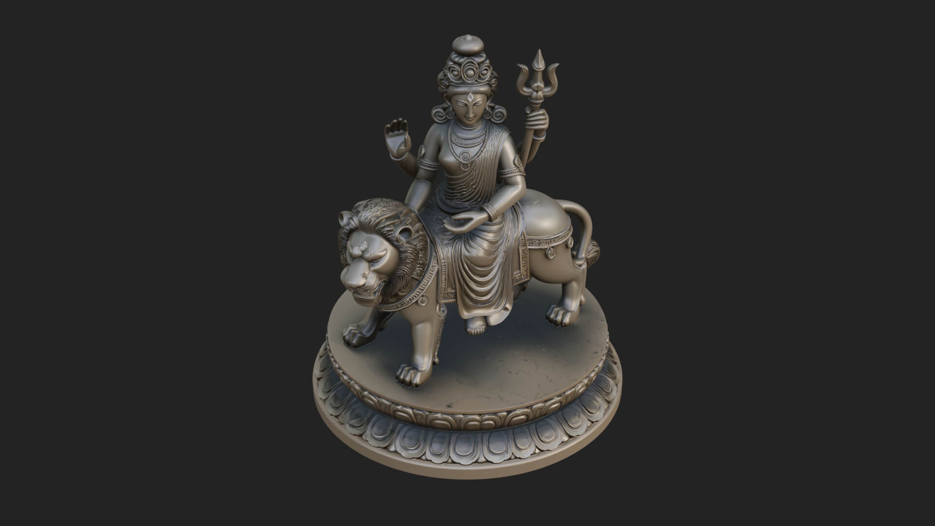 Durga on Lion Statue Design 12 3D Print Model 3D Model