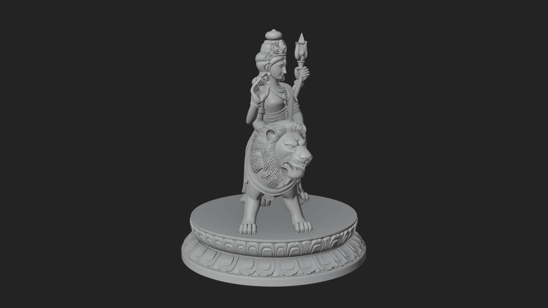 Durga on Lion Statue Design 12 3D Print Model 3D Model