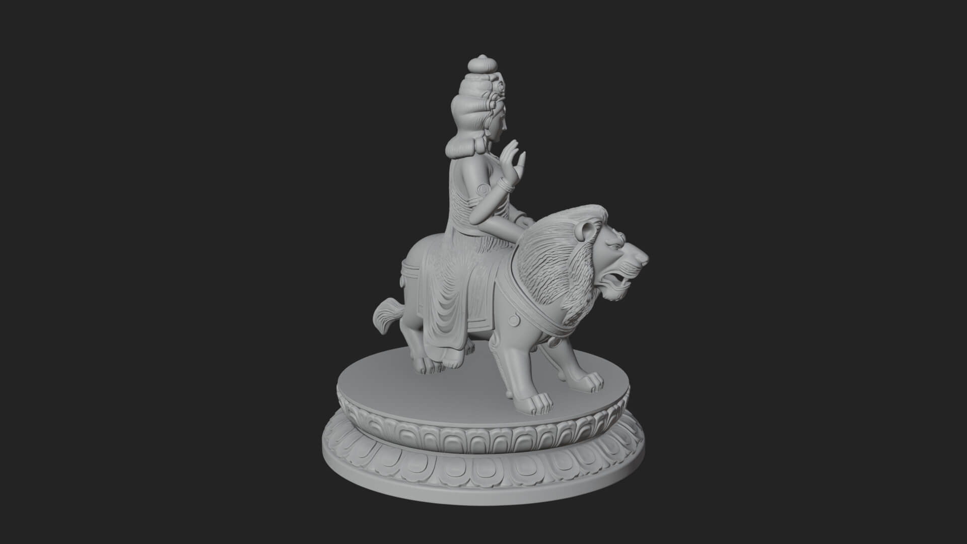 Durga on Lion Statue Design 12 3D Print Model 3D Model