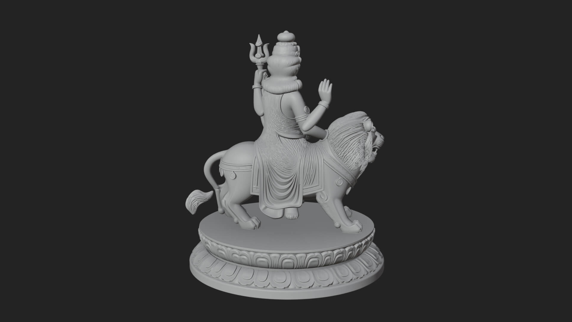 Durga on Lion Statue Design 12 3D Print Model 3D Model