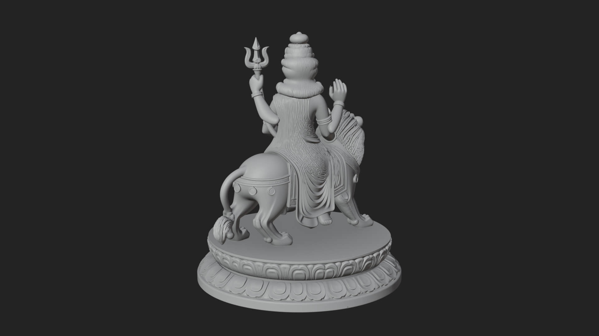 Durga on Lion Statue Design 12 3D Print Model 3D Model