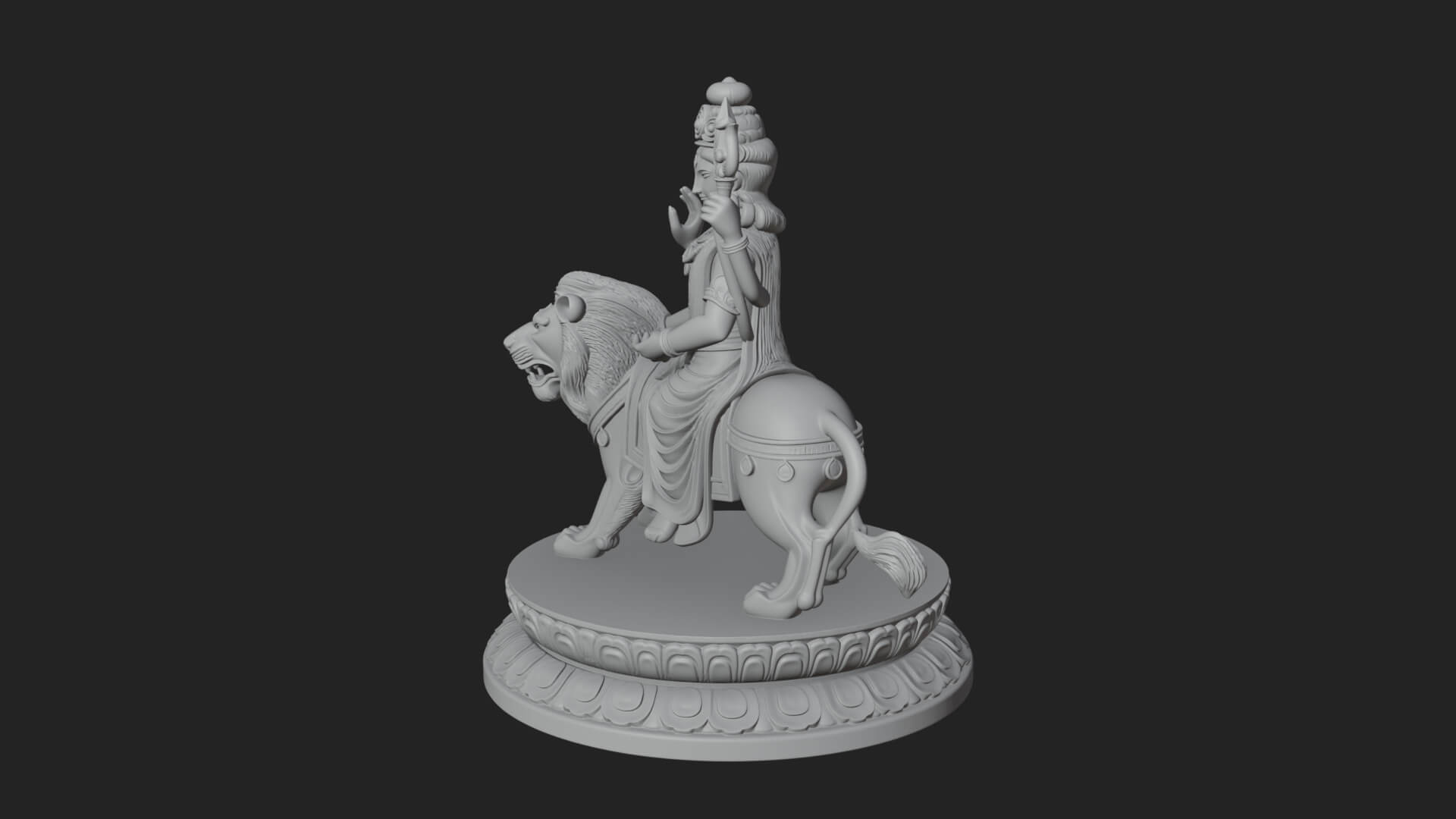 Durga on Lion Statue Design 12 3D Print Model 3D Model