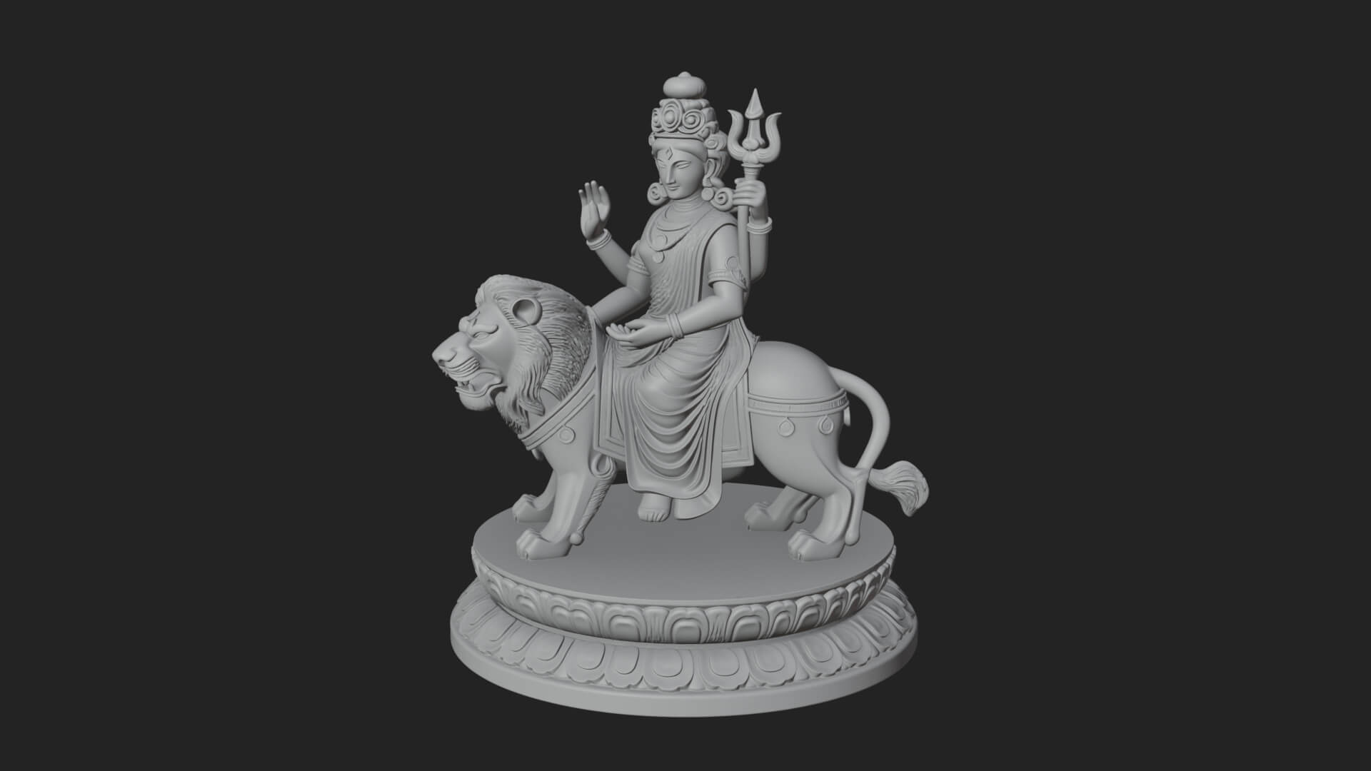Durga on Lion Statue Design 12 3D Print Model 3D Model