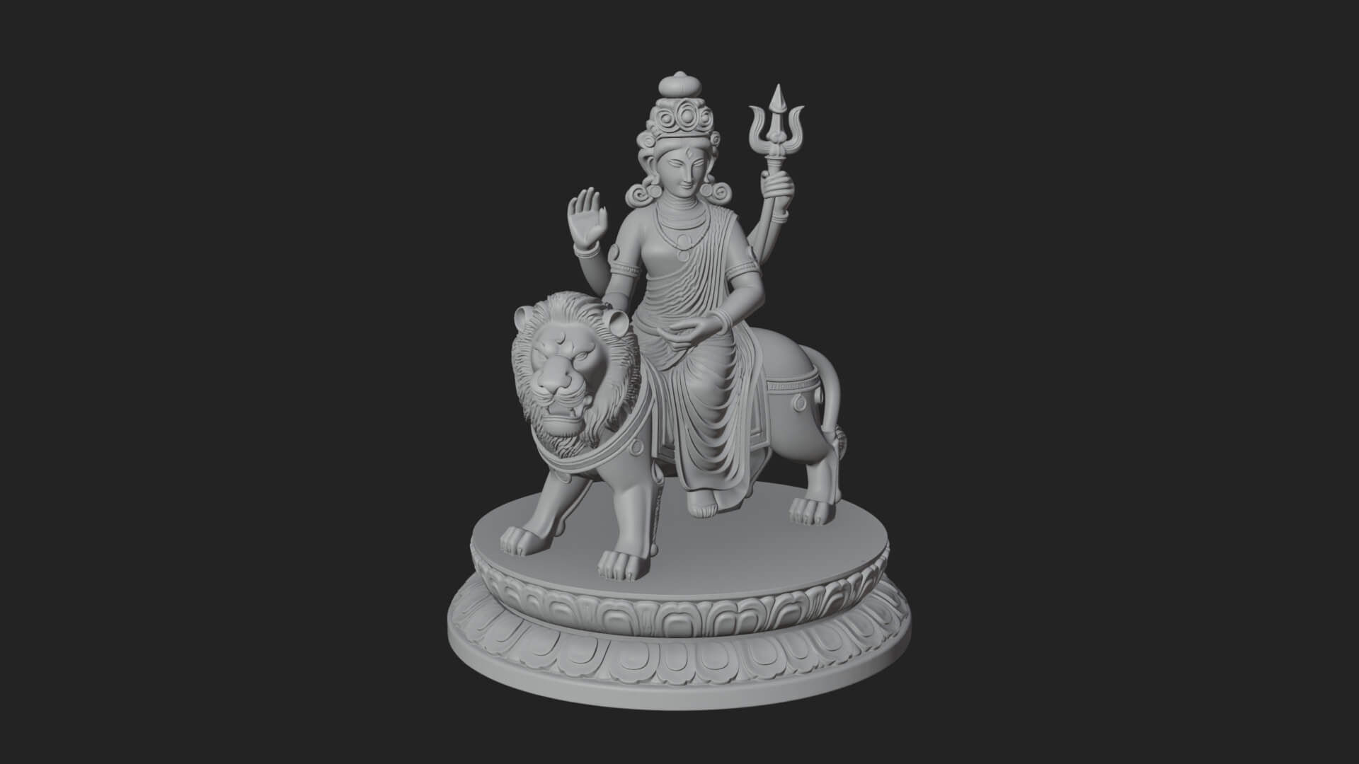 Durga on Lion Statue Design 12 3D Print Model 3D Model
