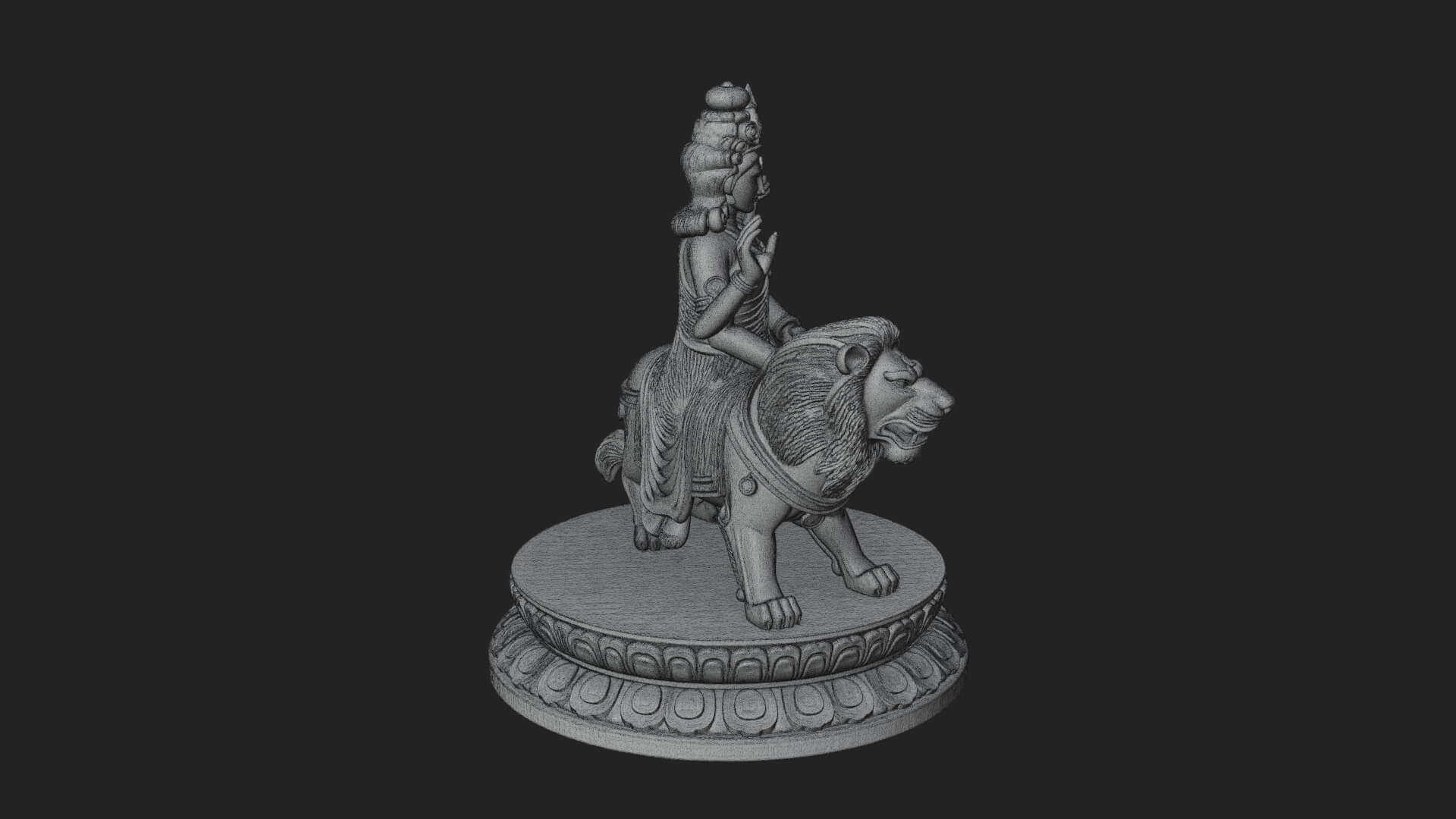 Durga on Lion Statue Design 12 3D Print Model 3D Model