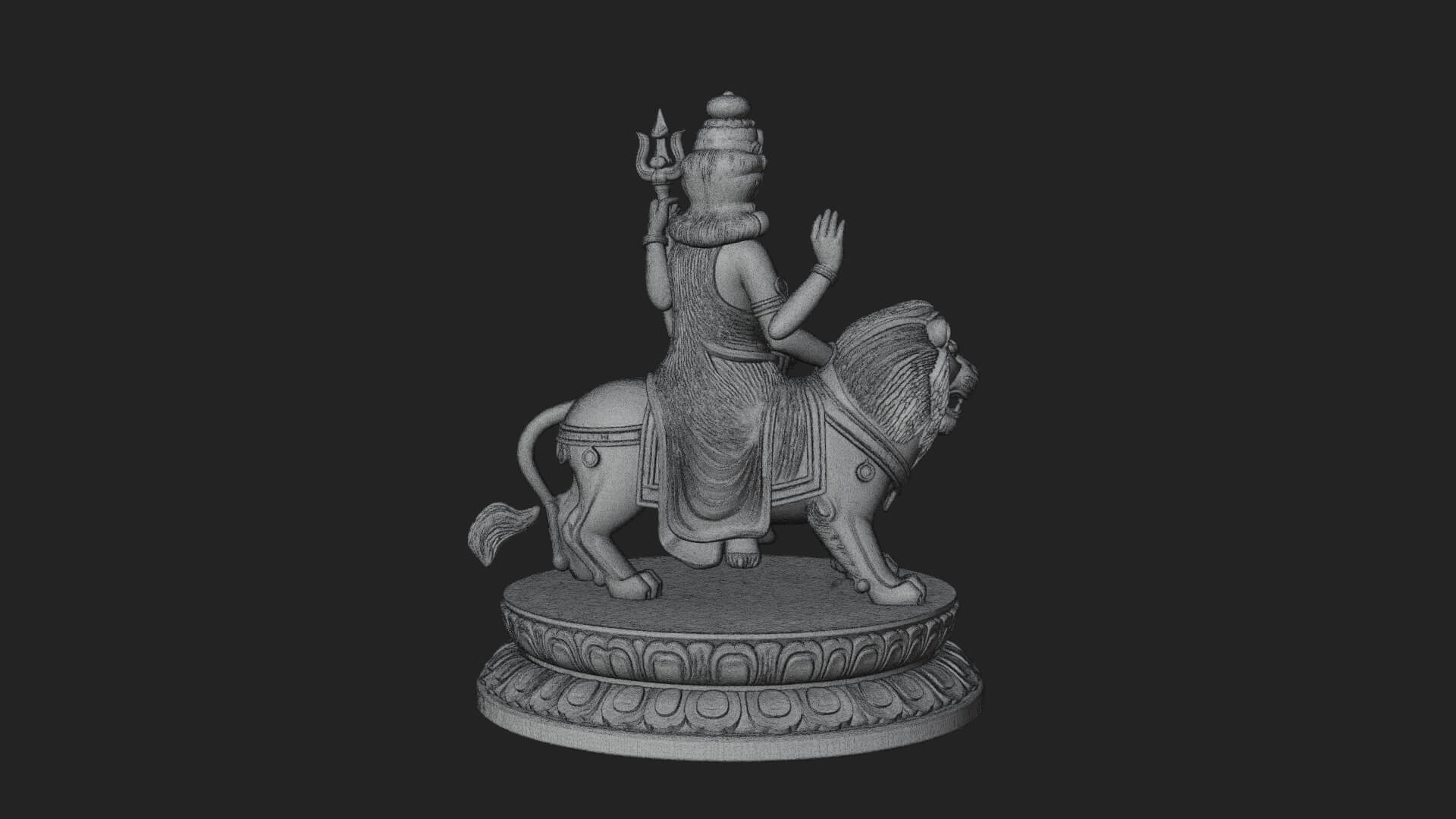 Durga on Lion Statue Design 12 3D Print Model 3D Model