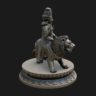 Durga on Lion Statue Design 12 3D Print Model