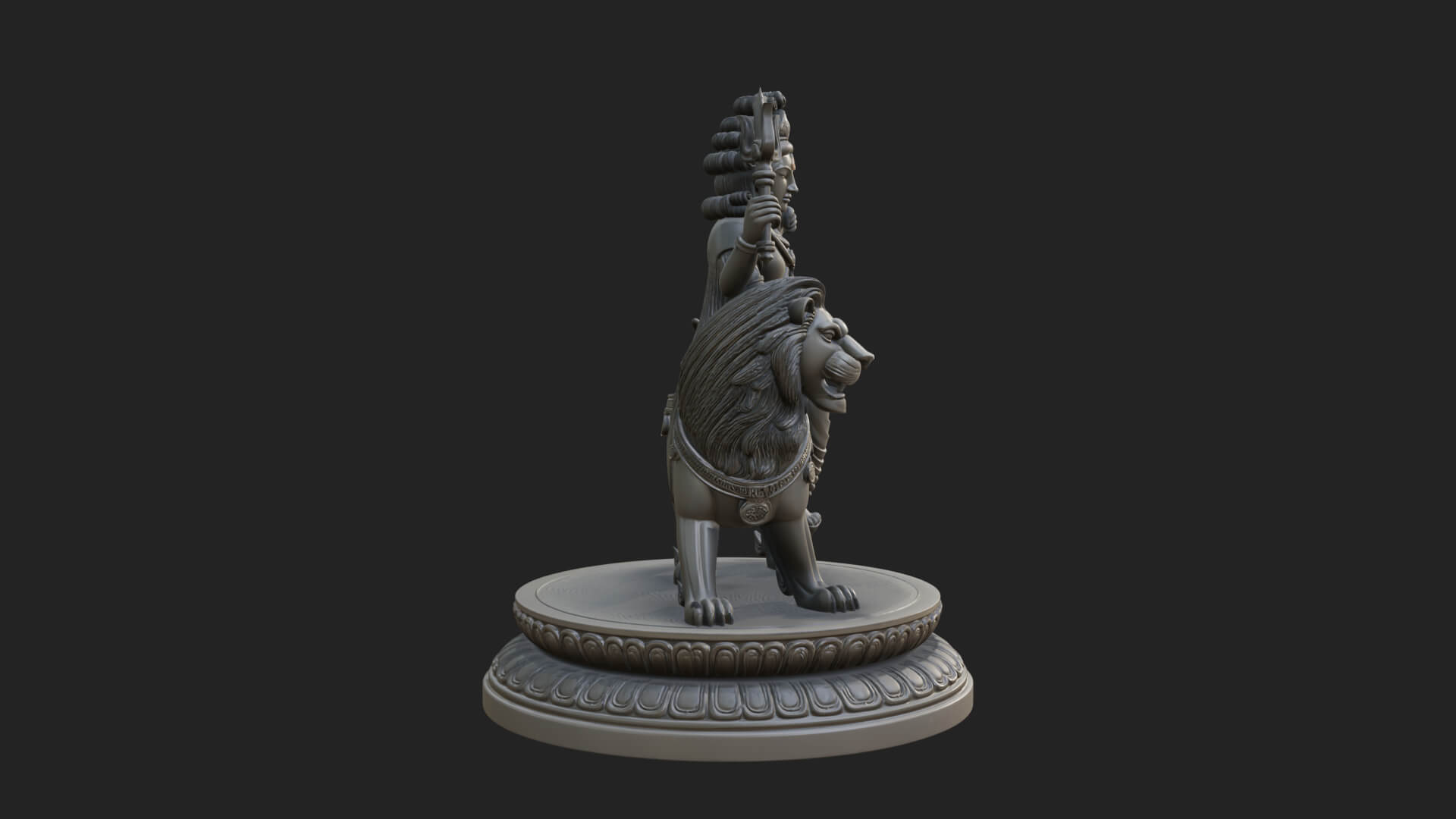 Durga on Lion Statue Design 9 3D Print Model 3D Model