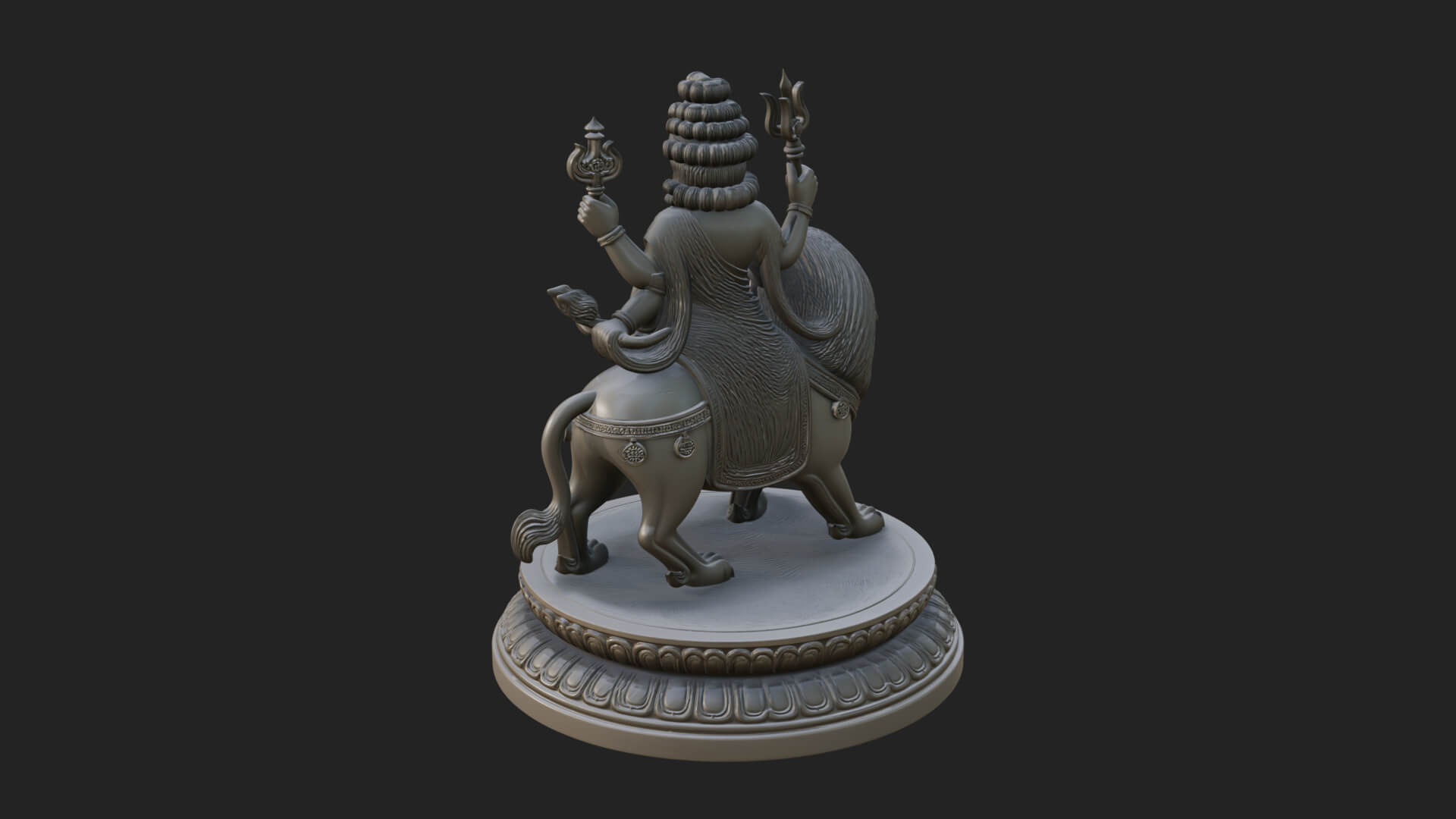 Durga on Lion Statue Design 9 3D Print Model 3D Model