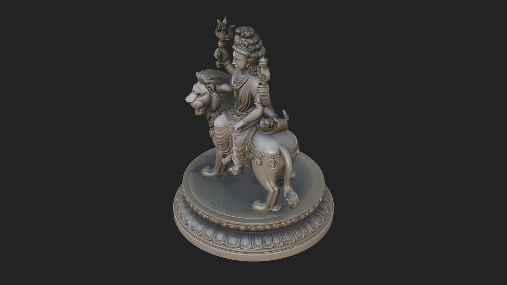 Durga on Lion Statue Design 9 3D Print Model 3D Model
